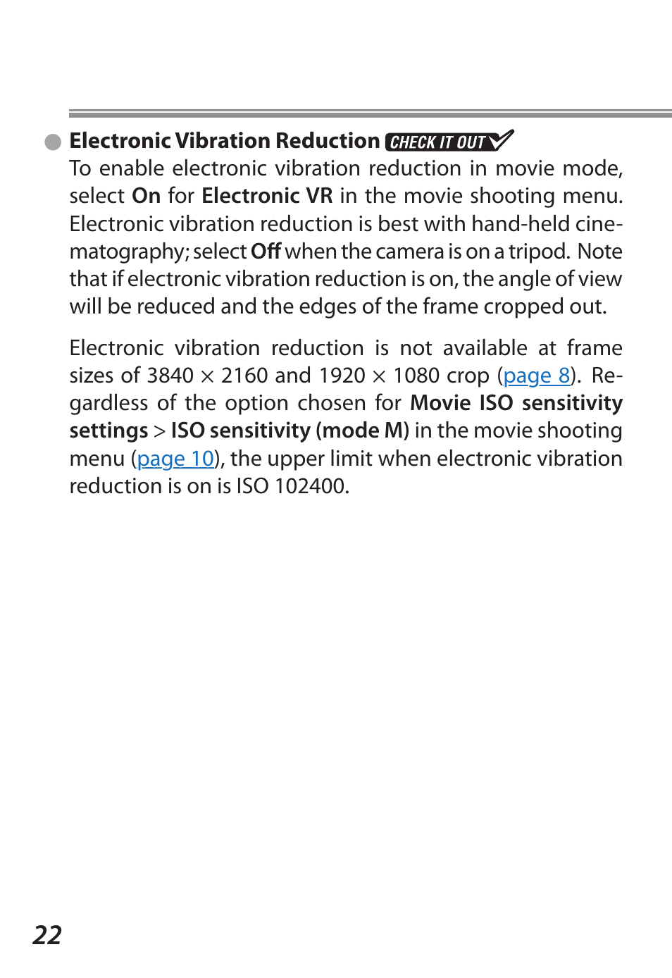 Electronic vibration reduction | Nikon D5 User Manual | Page 22 / 44