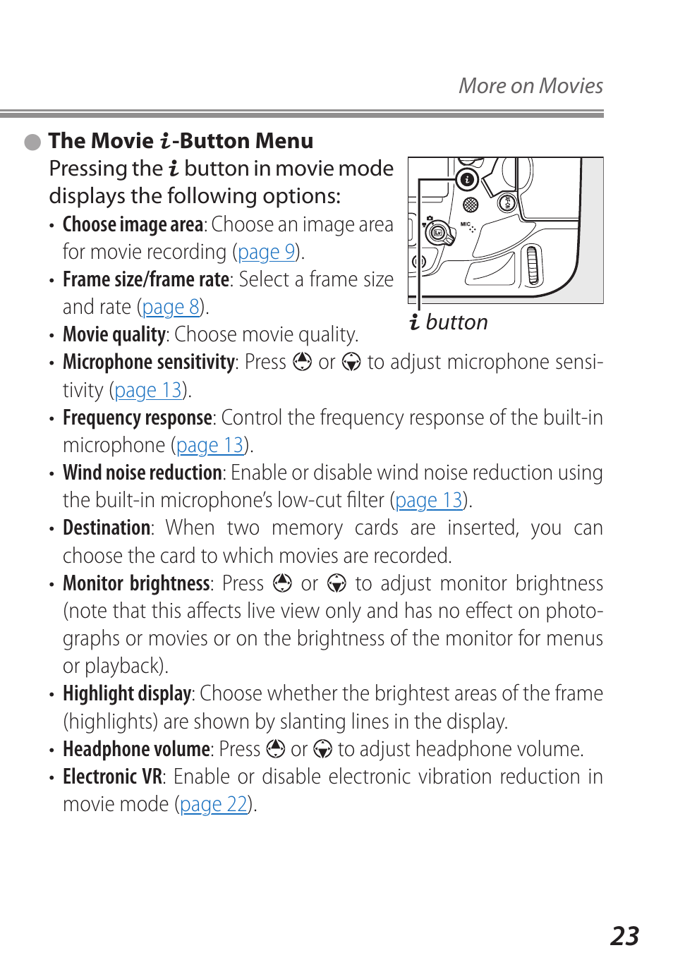 The movie i-button menu | Nikon D5 User Manual | Page 23 / 44