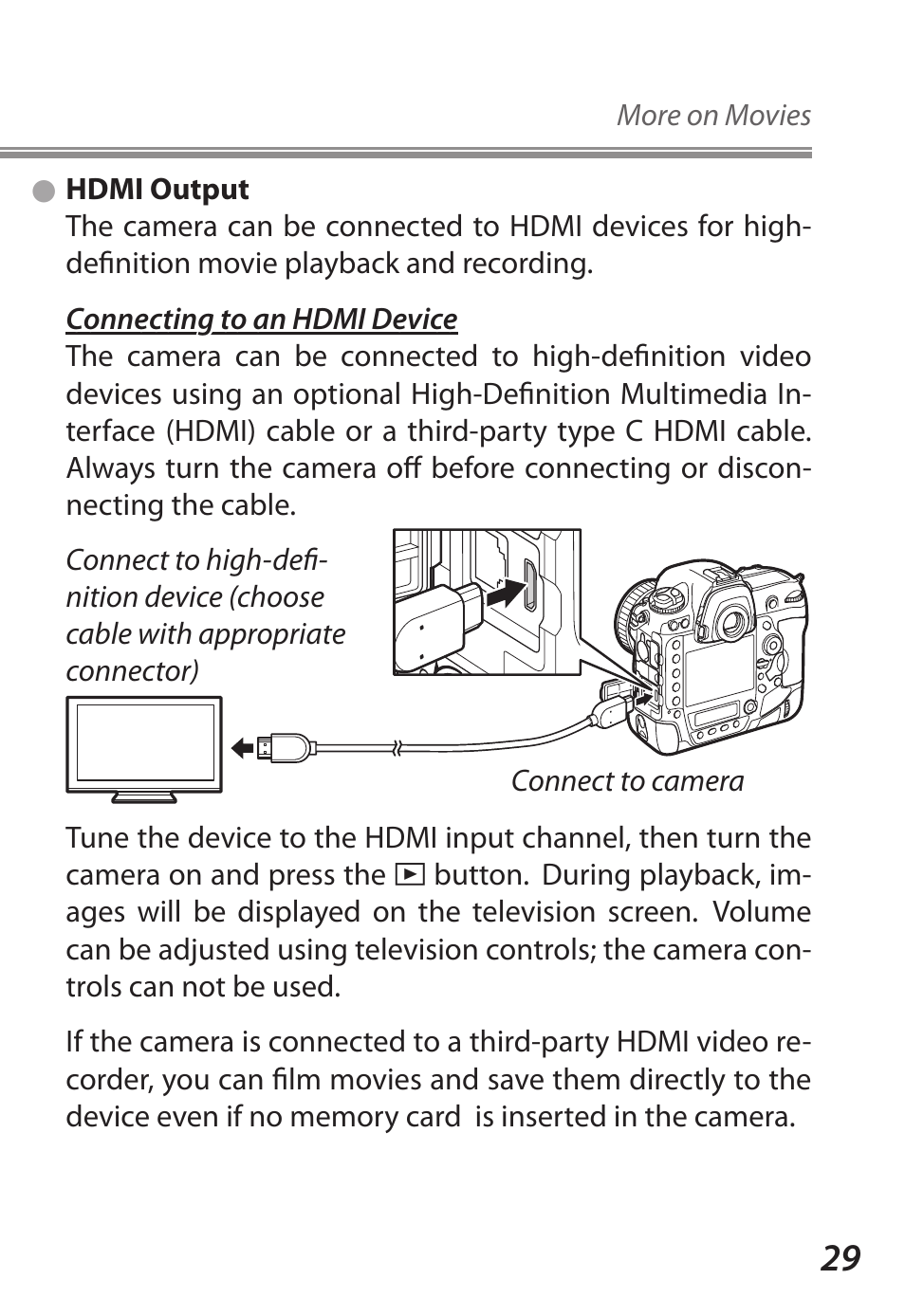 Hdmi output | Nikon D5 User Manual | Page 29 / 44