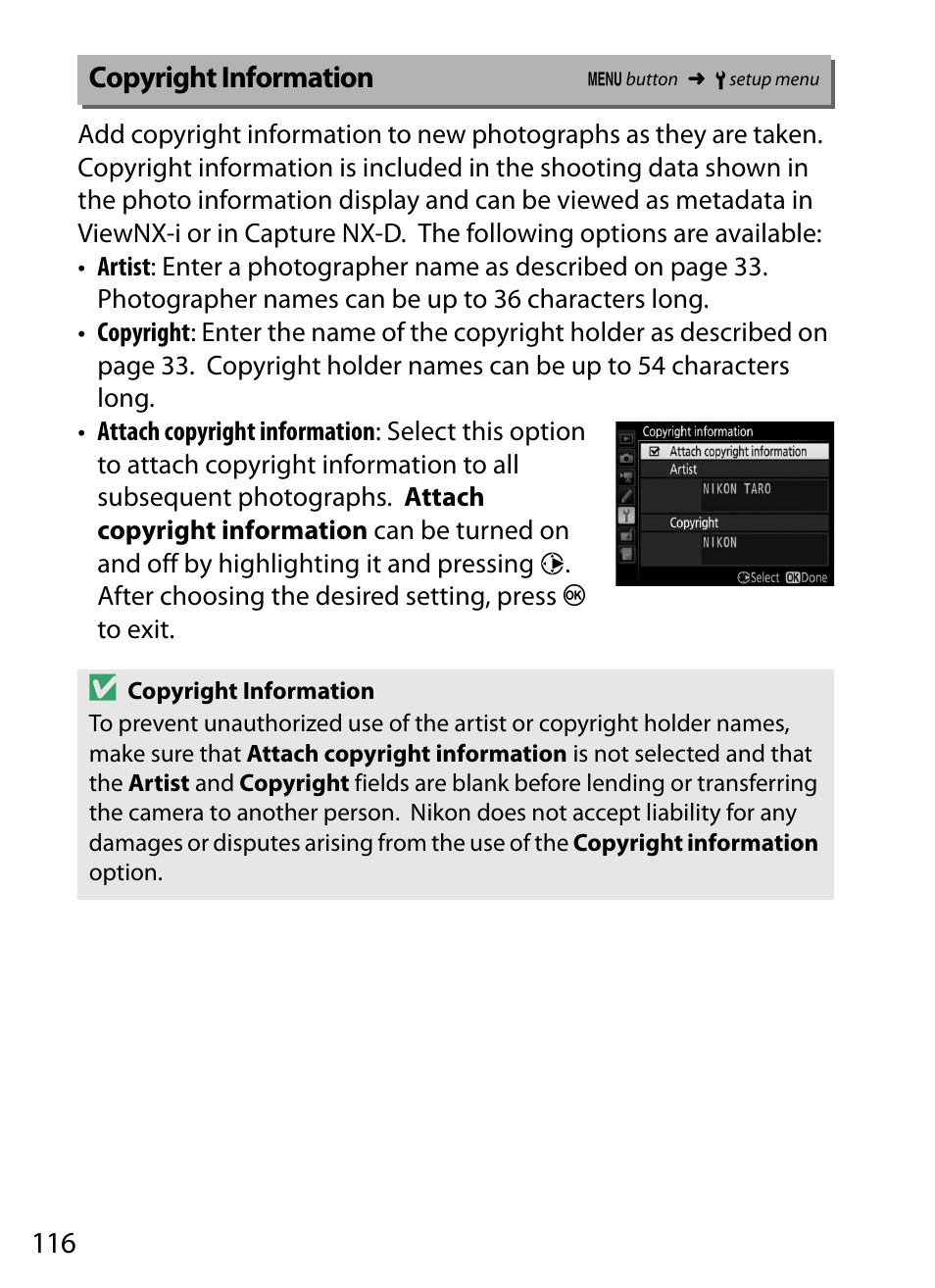 Copyright information | Nikon D5 User Manual | Page 116 / 152