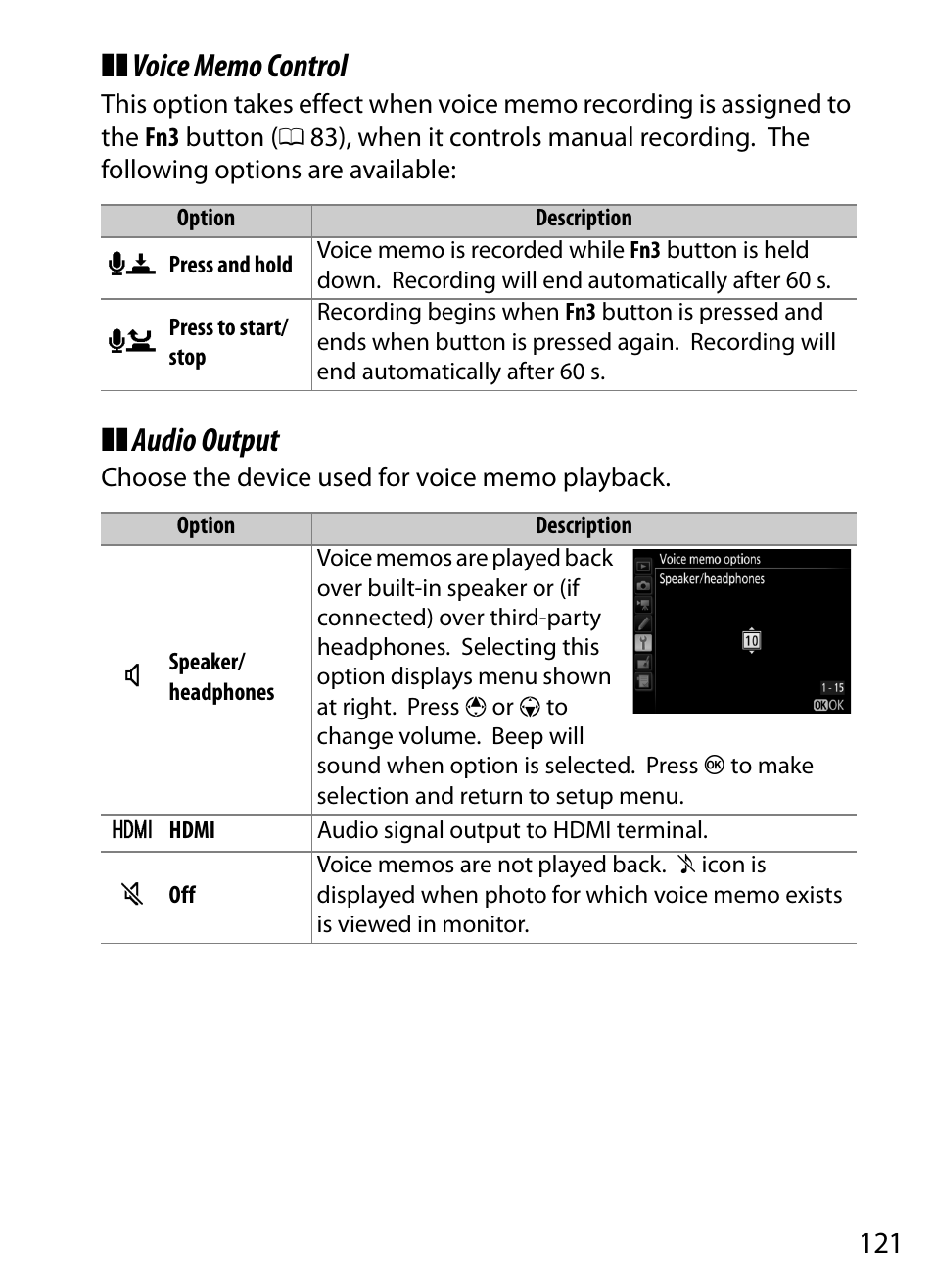 Audio output | Nikon D5 User Manual | Page 121 / 152