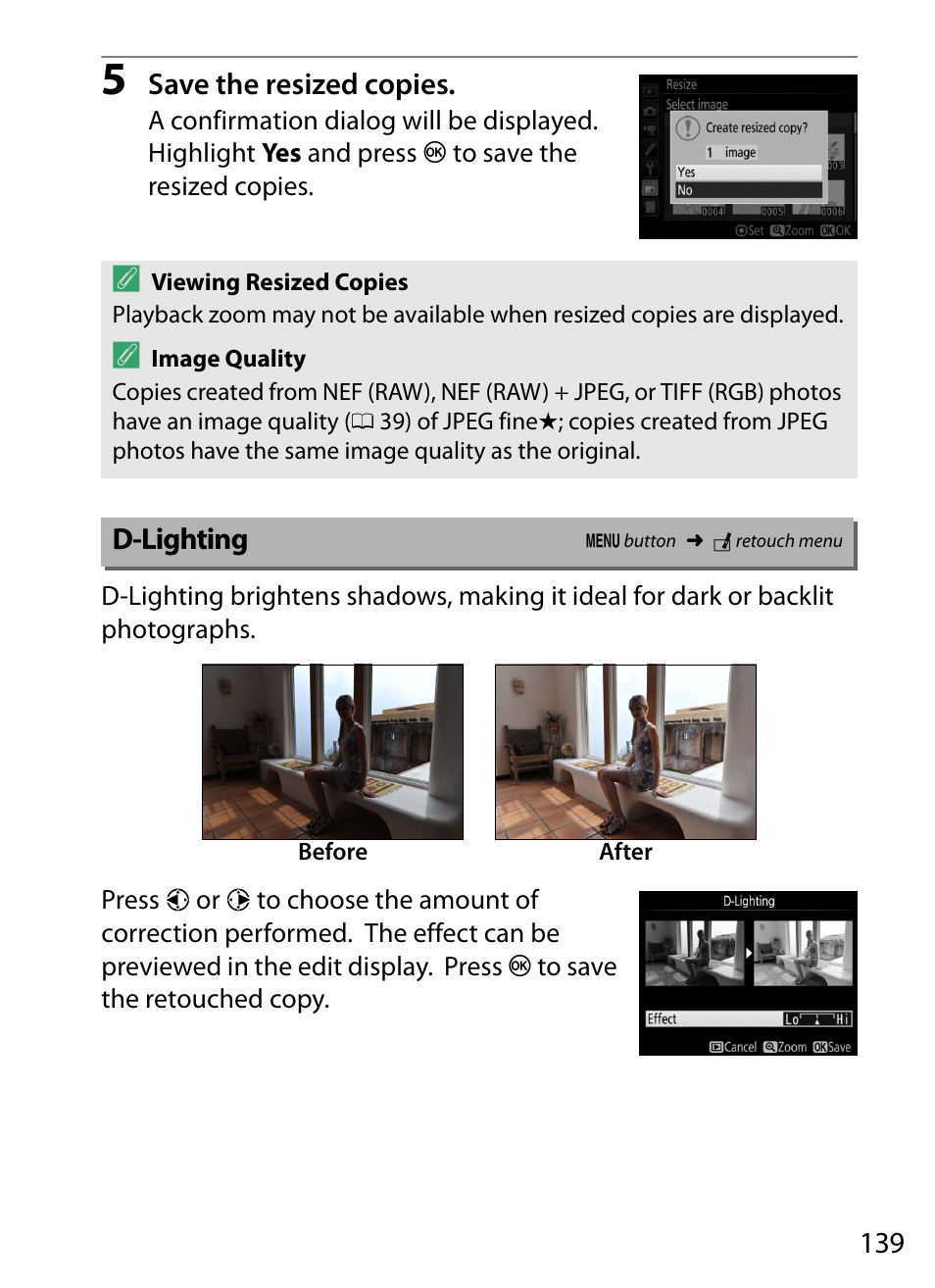 D-lighting | Nikon D5 User Manual | Page 139 / 152