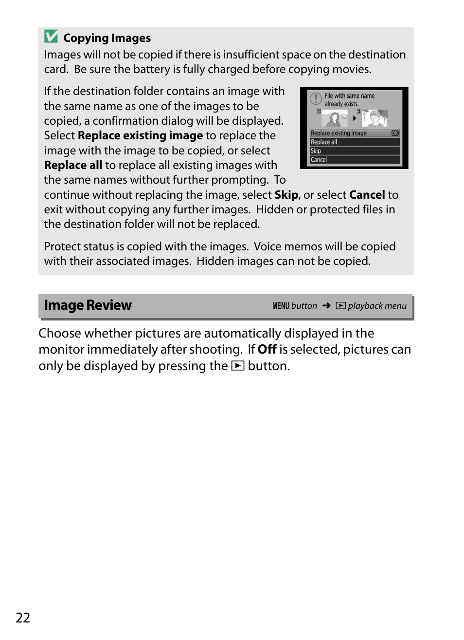 Image review | Nikon D5 User Manual | Page 22 / 152