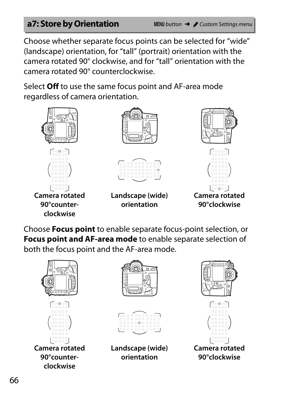 A7: store by orientation | Nikon D5 User Manual | Page 66 / 152