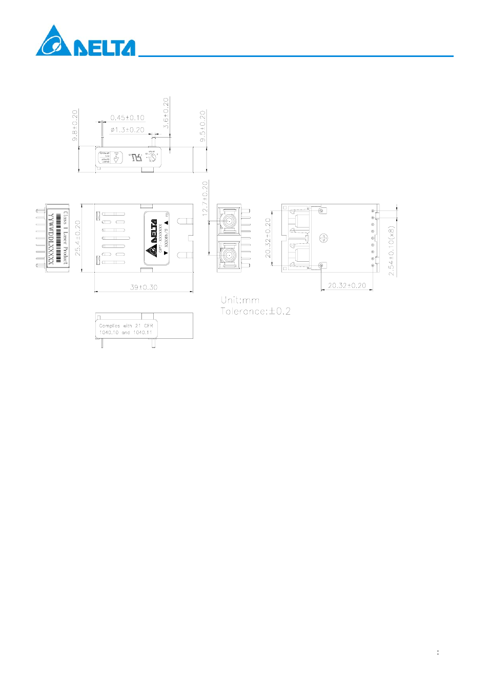 Delta Electronics Optical Transceiver Module OPT-155Bxxxxxx User Manual | Page 6 / 7