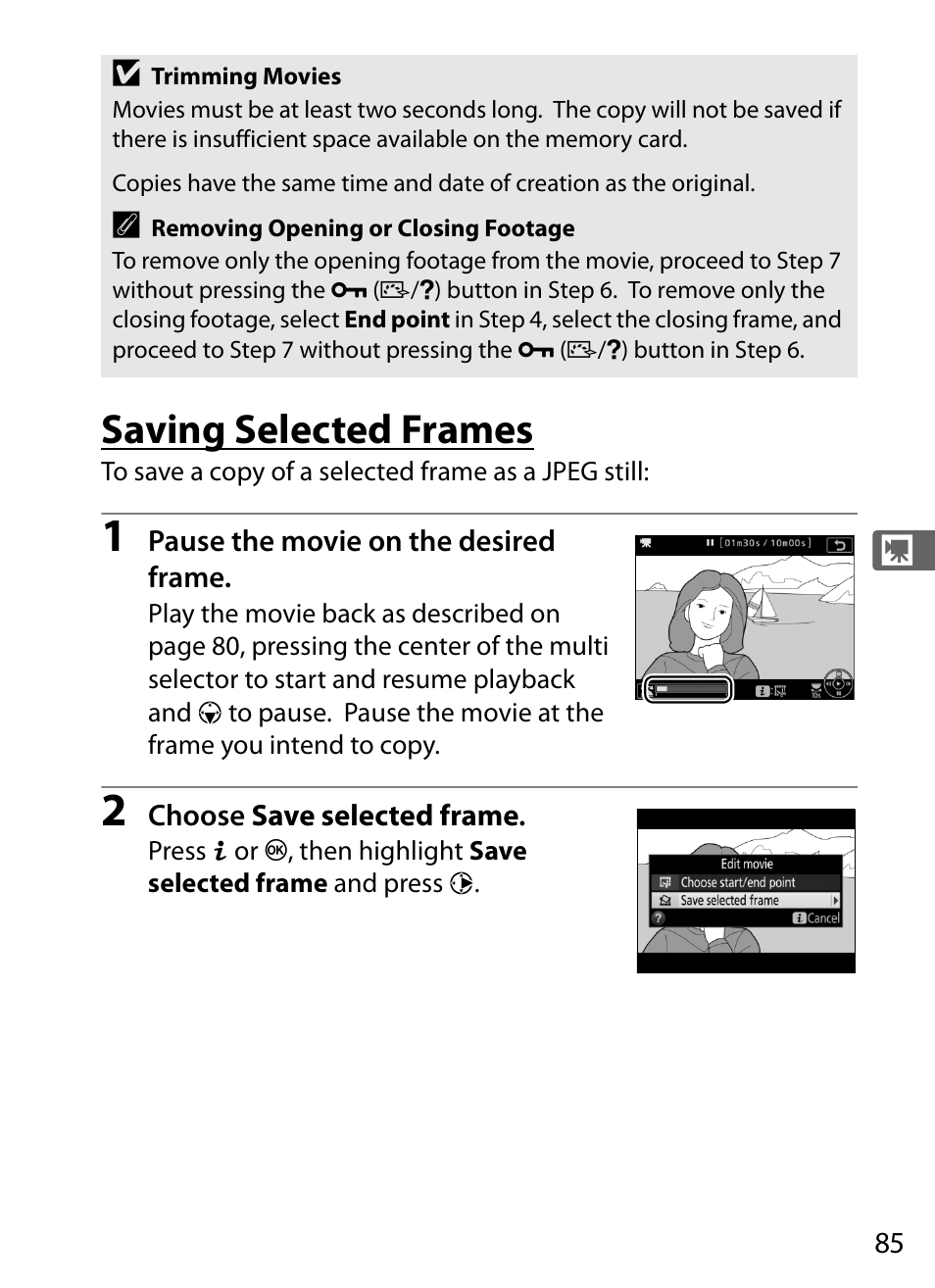 Saving selected frames | Nikon D5 User Manual | Page 107 / 424