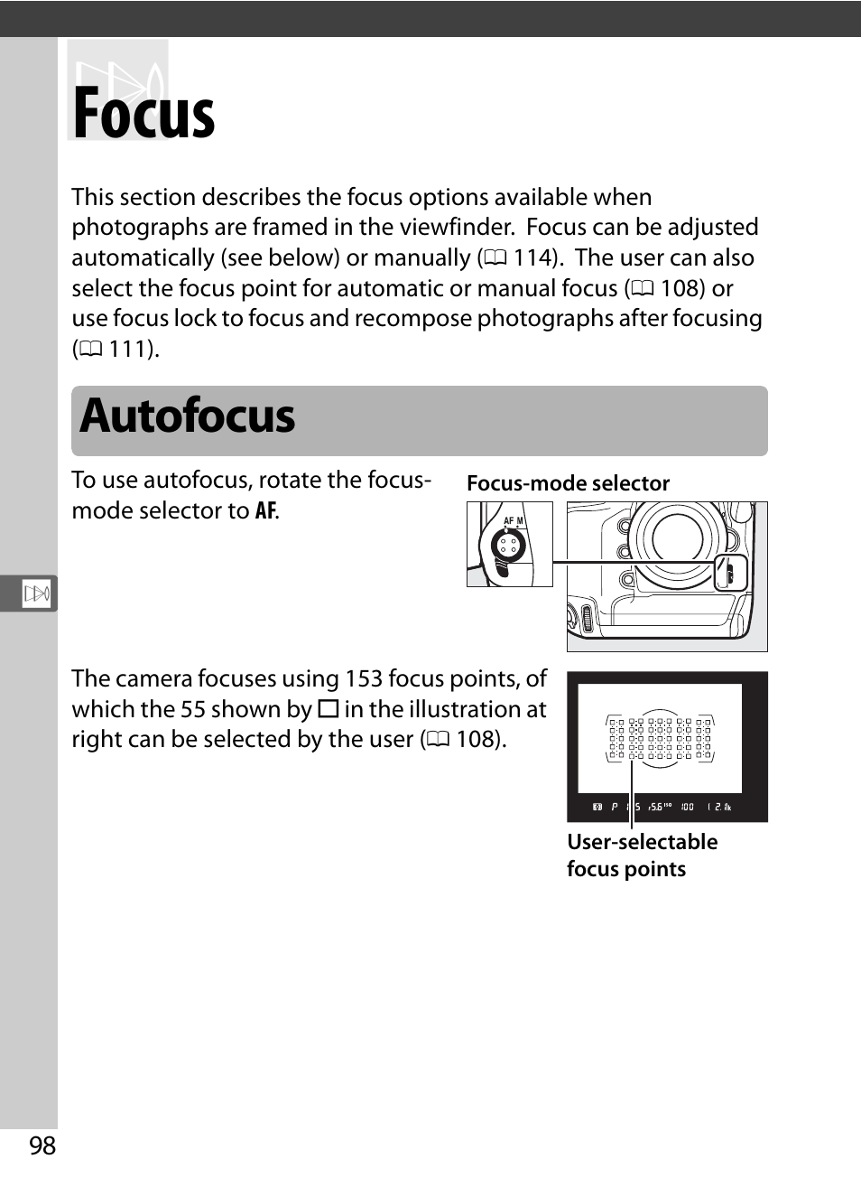 Focus, Autofocus | Nikon D5 User Manual | Page 120 / 424