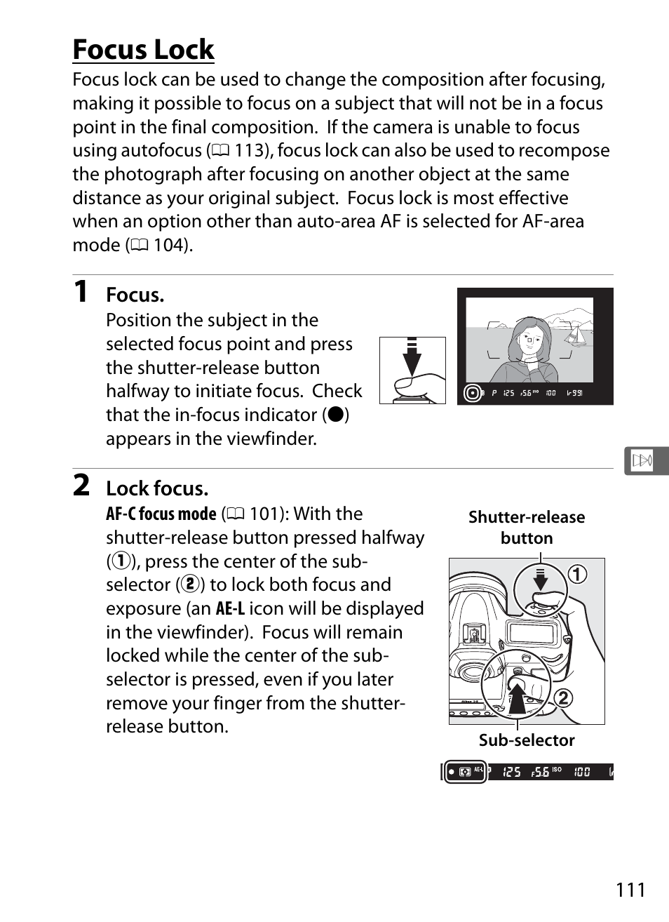 Focus lock | Nikon D5 User Manual | Page 133 / 424