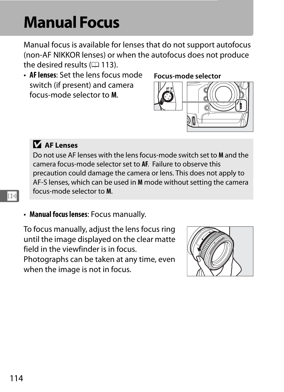 Manual focus | Nikon D5 User Manual | Page 136 / 424