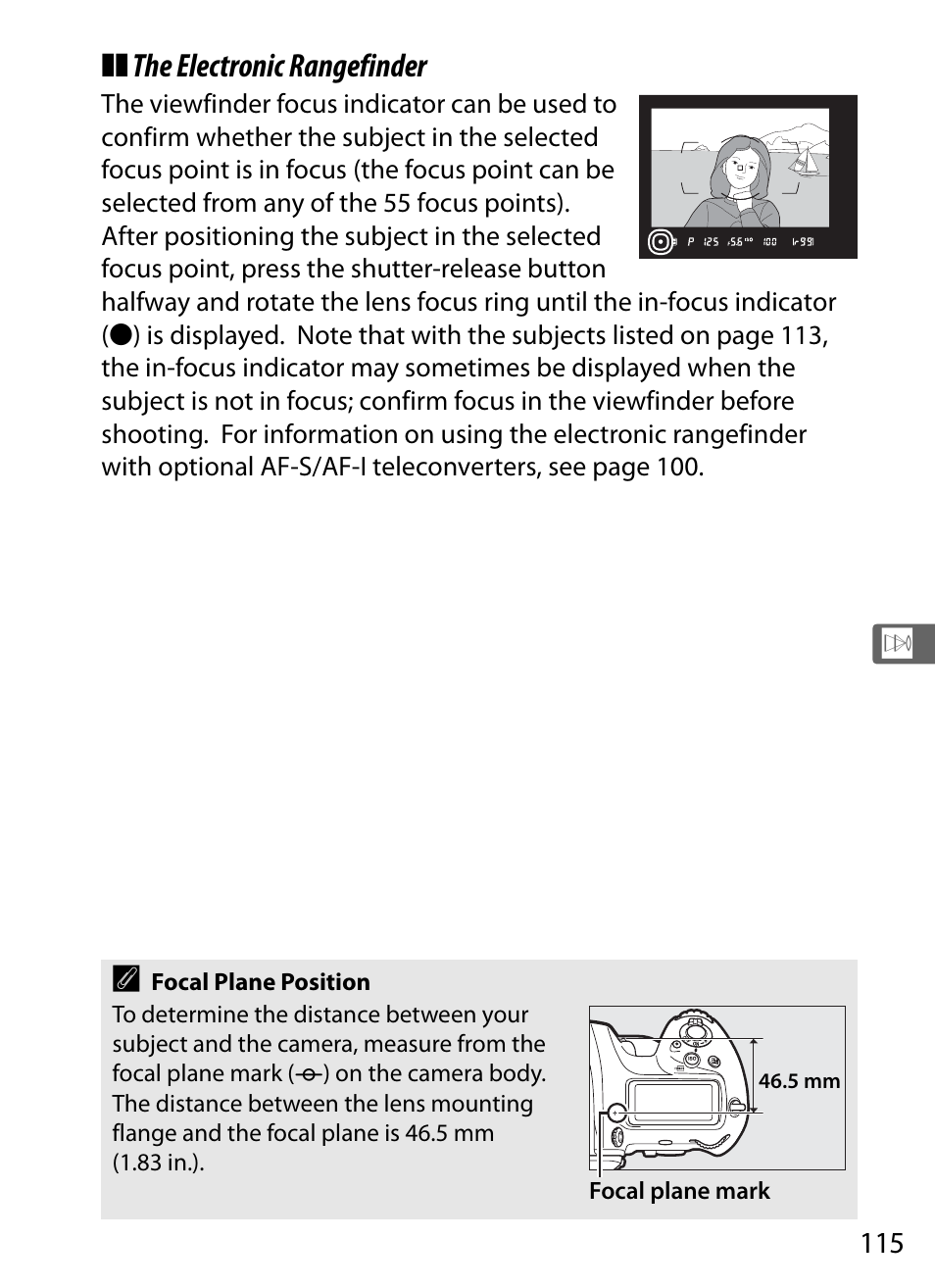 The electronic rangefinder | Nikon D5 User Manual | Page 137 / 424