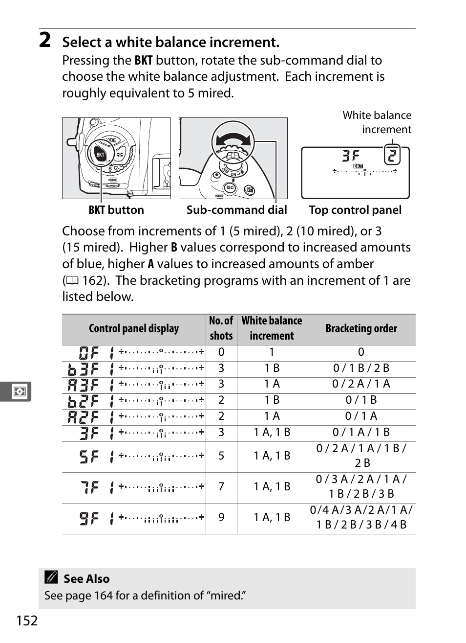 Select a white balance increment | Nikon D5 User Manual | Page 174 / 424