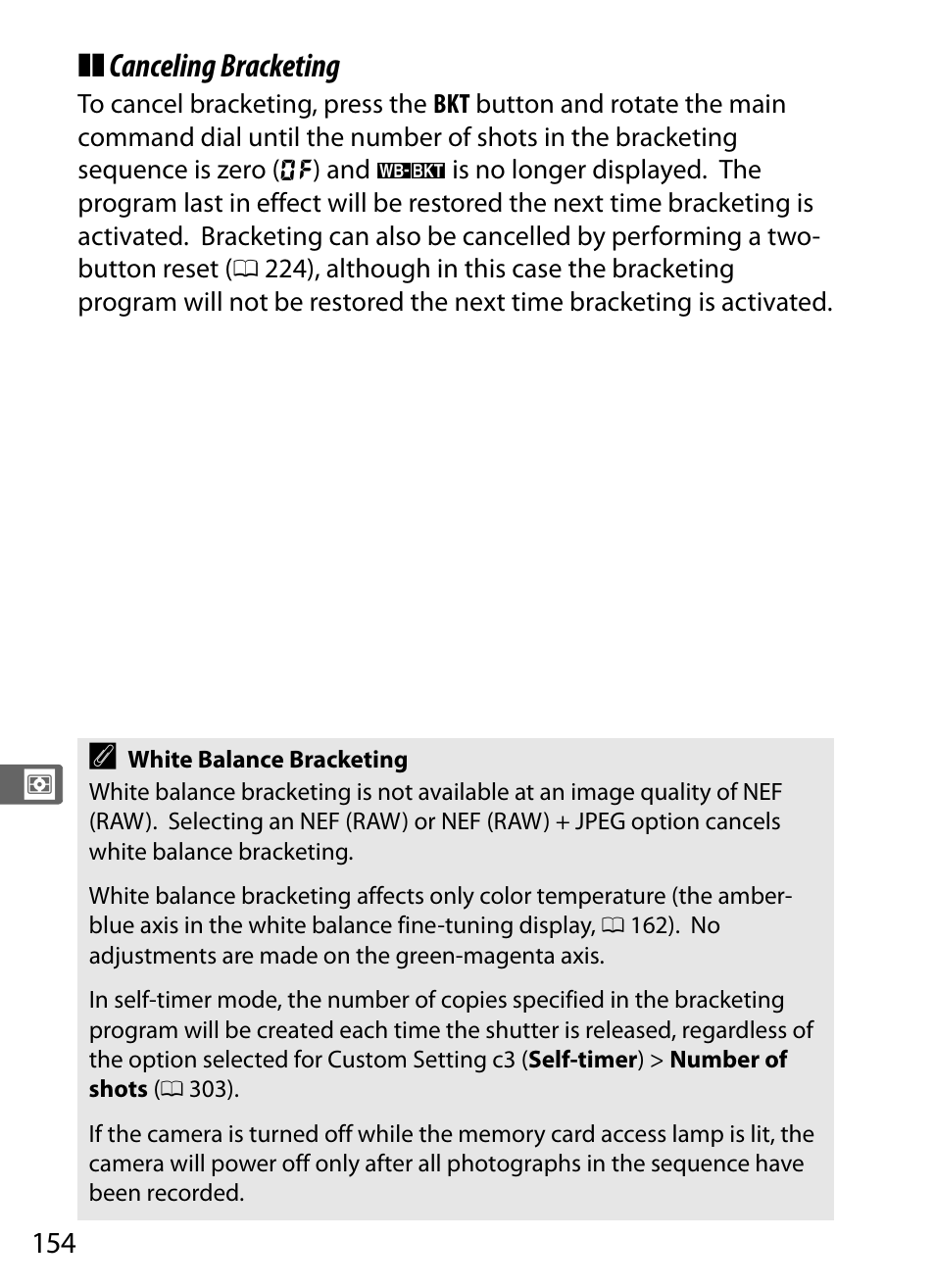Canceling bracketing | Nikon D5 User Manual | Page 176 / 424