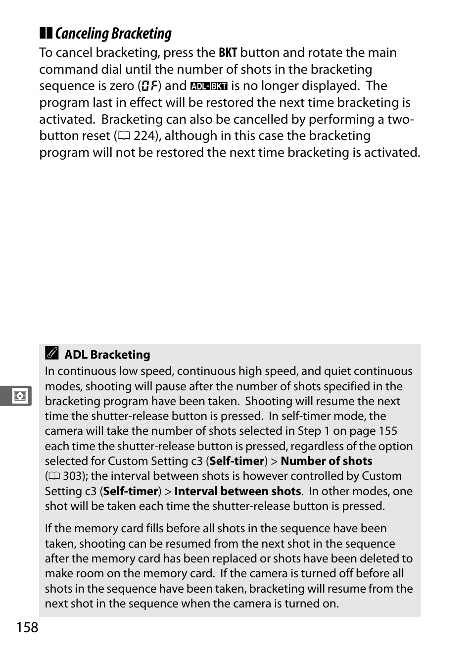 Canceling bracketing | Nikon D5 User Manual | Page 180 / 424