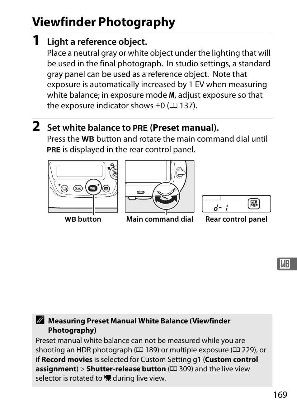 Viewfinder photography | Nikon D5 User Manual | Page 191 / 424