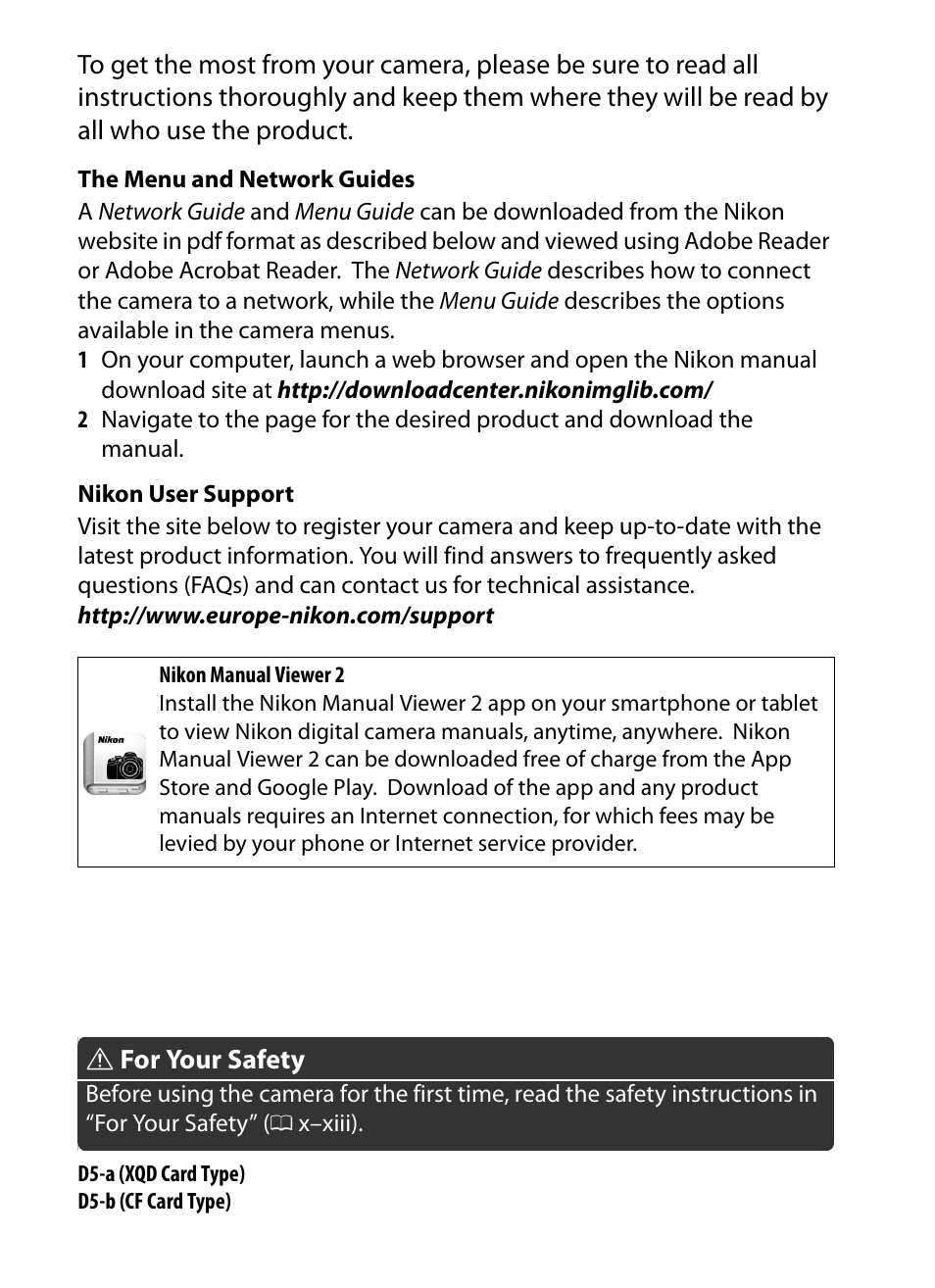 Nikon D5 User Manual | Page 2 / 424