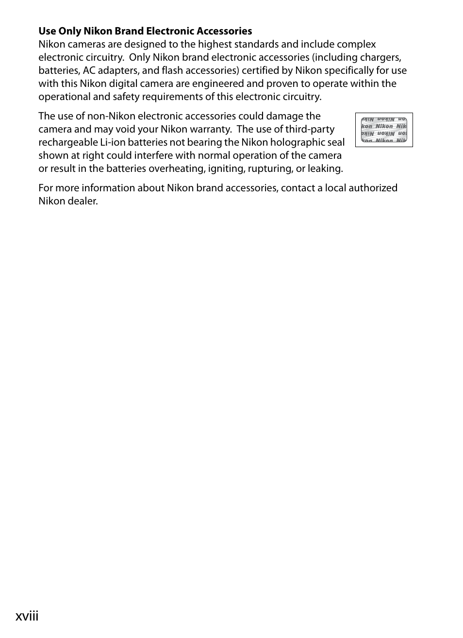 Xviii | Nikon D5 User Manual | Page 20 / 424