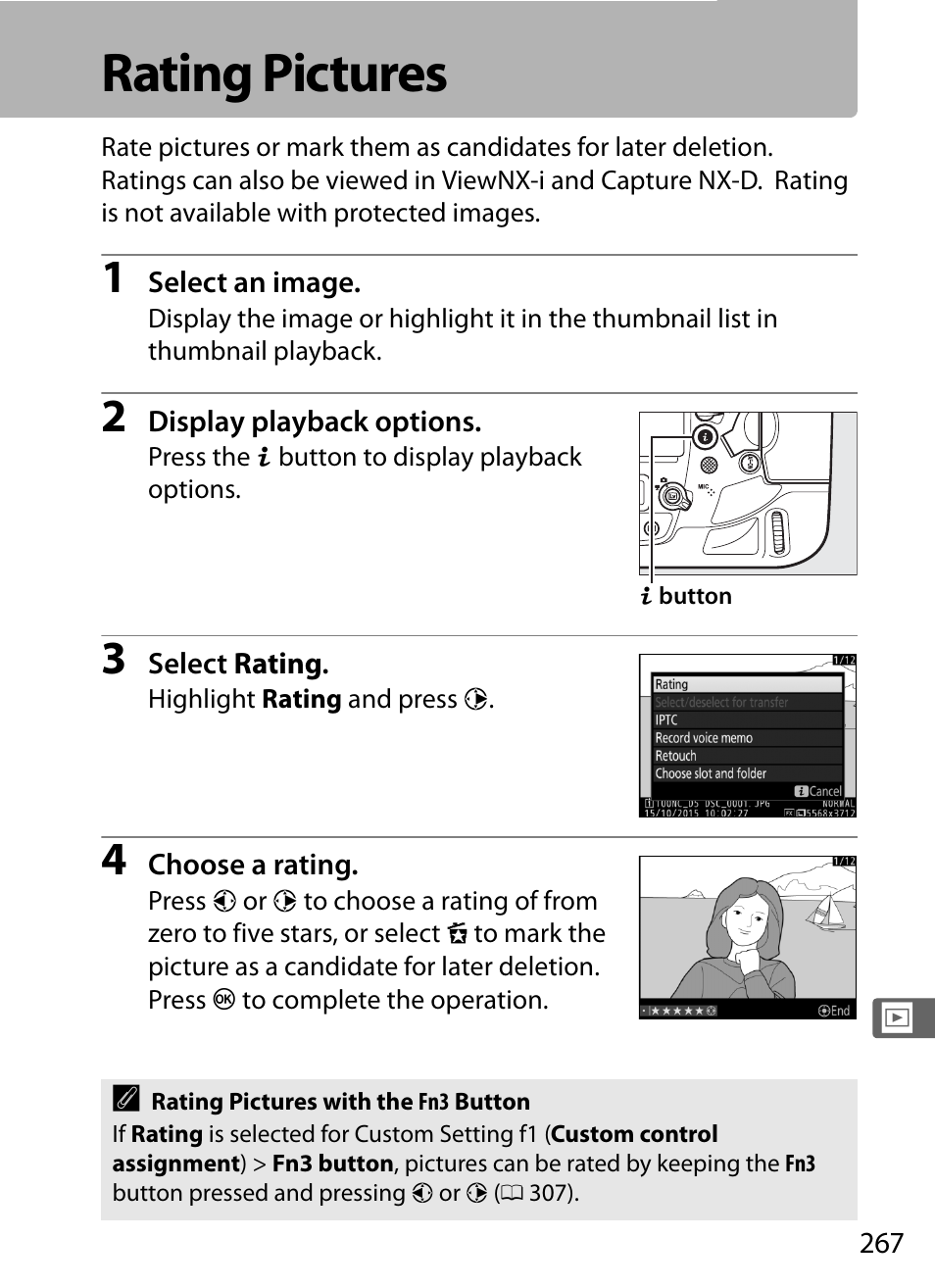 Rating pictures | Nikon D5 User Manual | Page 289 / 424