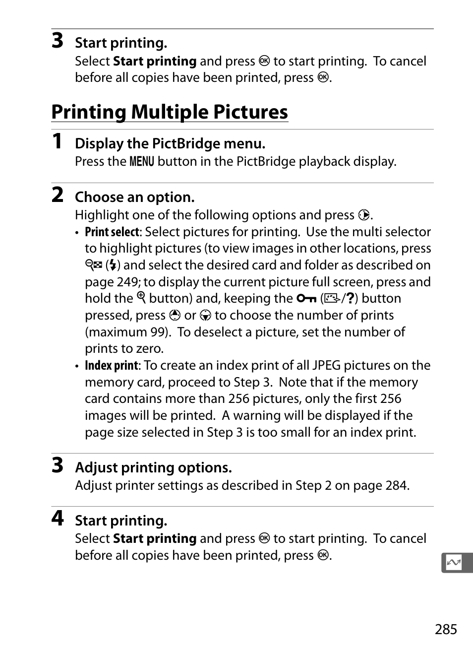 Printing multiple pictures | Nikon D5 User Manual | Page 307 / 424