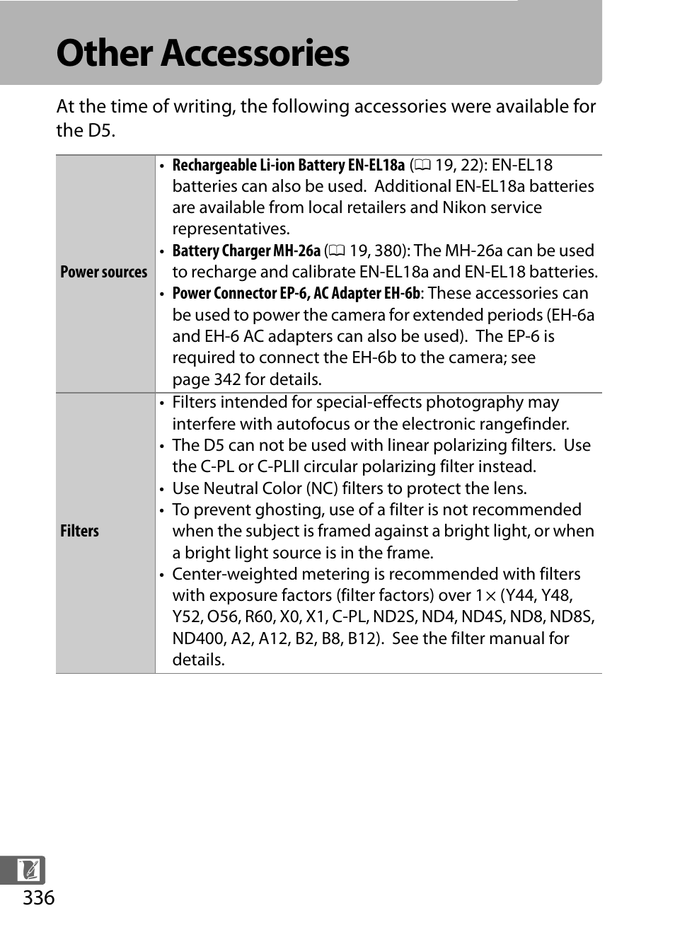 Other accessories | Nikon D5 User Manual | Page 358 / 424