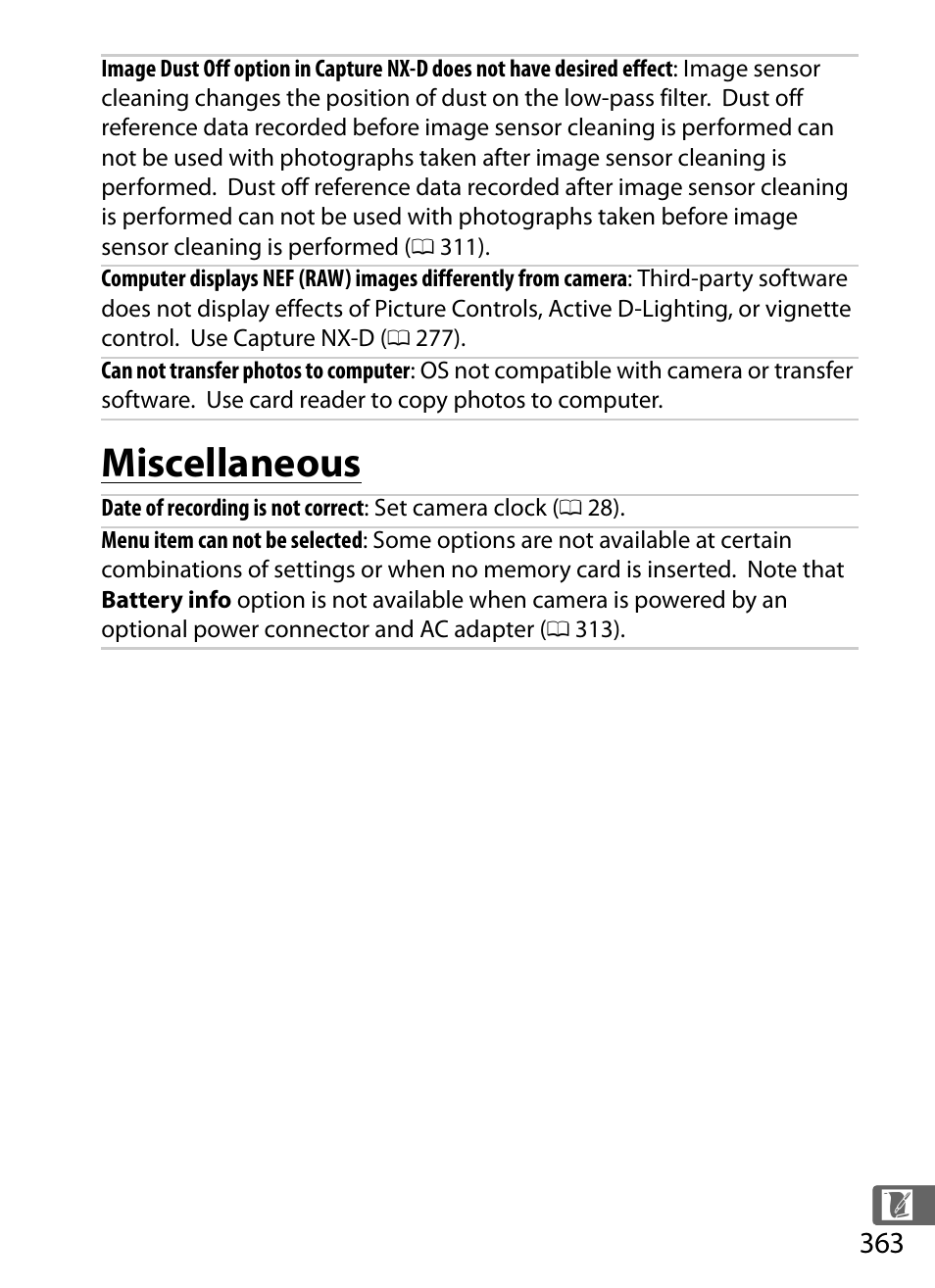 Miscellaneous | Nikon D5 User Manual | Page 385 / 424