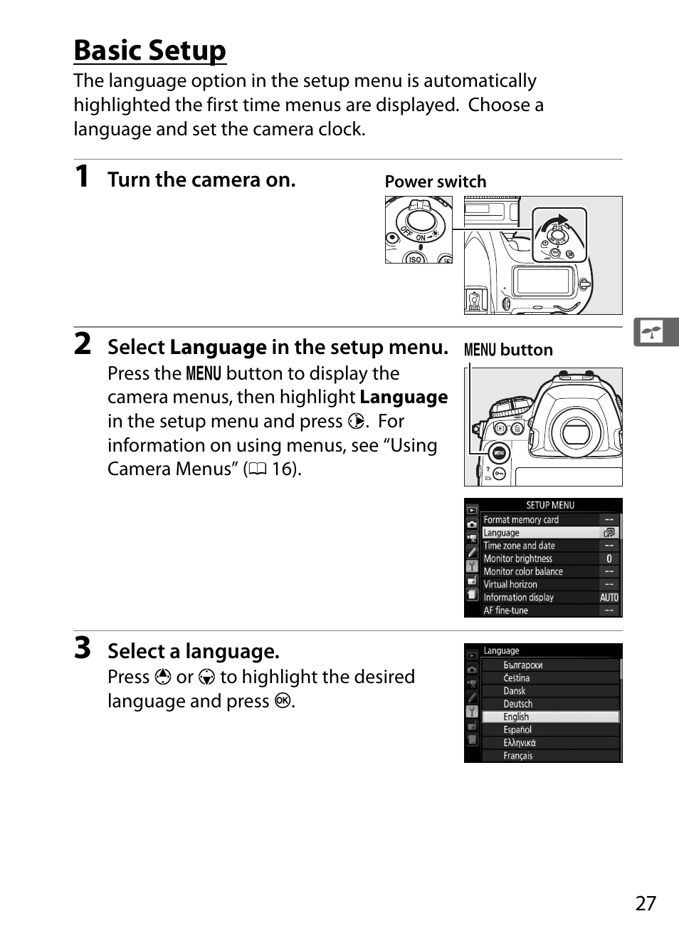 Basic setup | Nikon D5 User Manual | Page 49 / 424