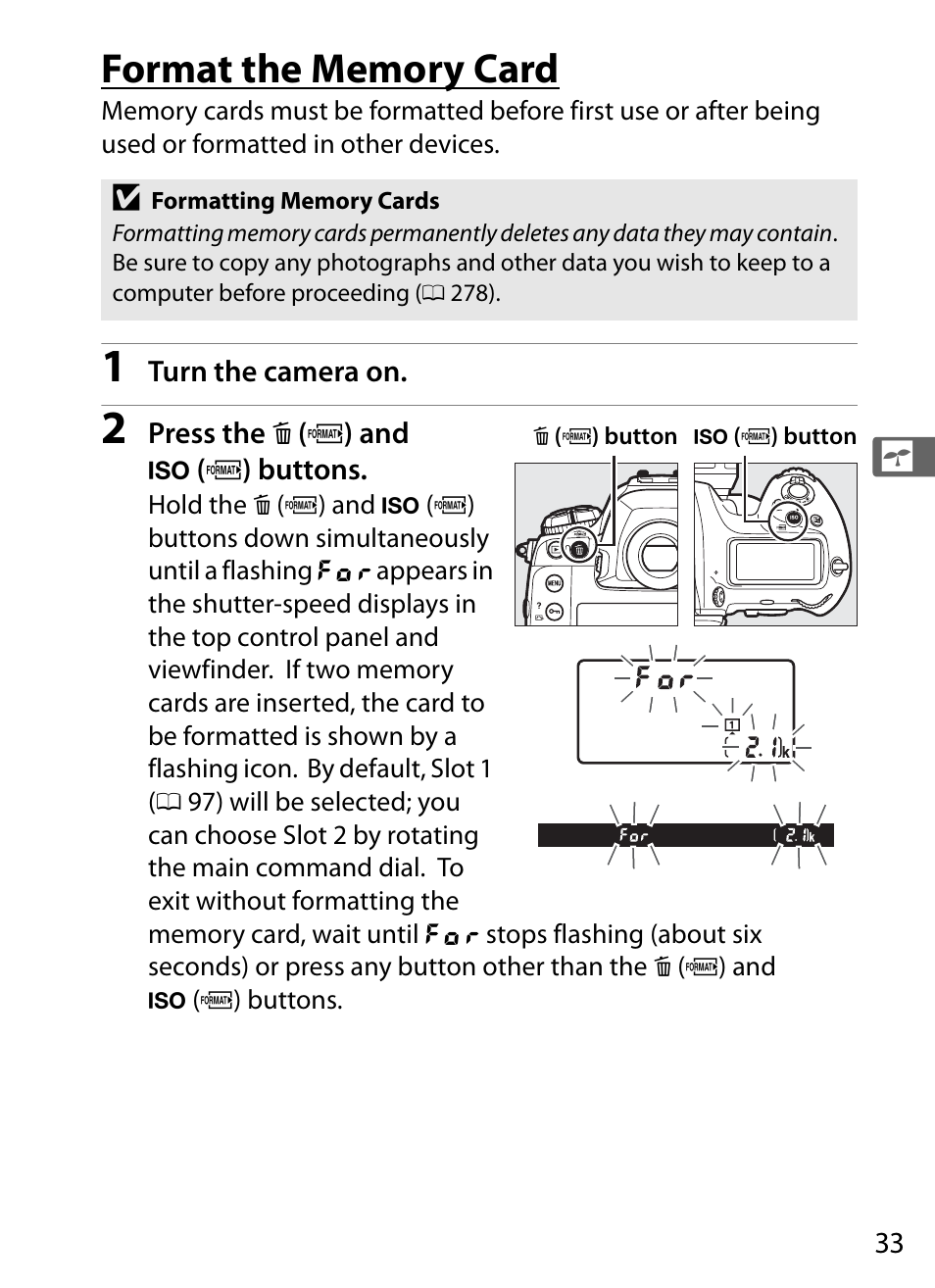 Format the memory card | Nikon D5 User Manual | Page 55 / 424