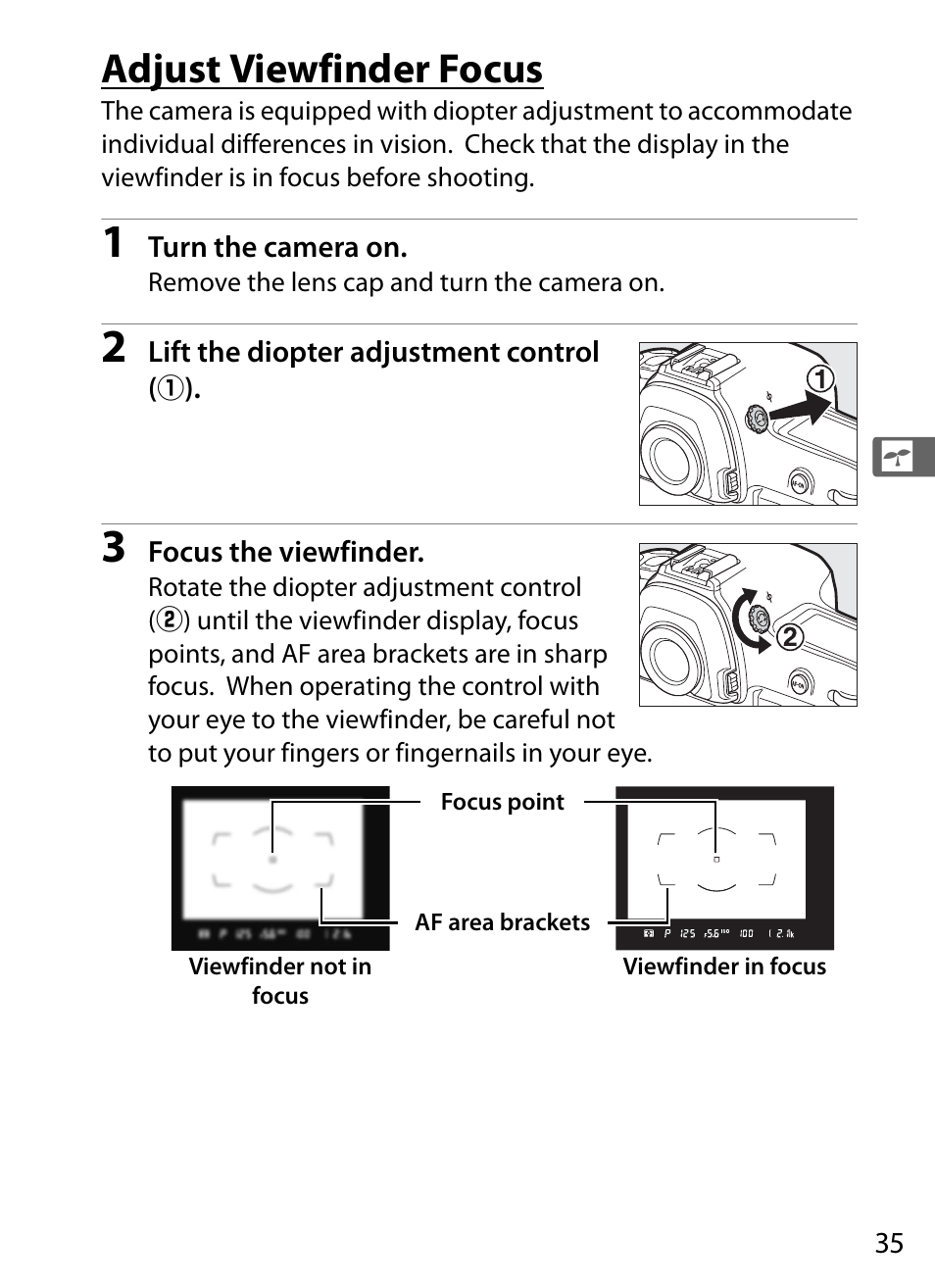 Adjust viewfinder focus | Nikon D5 User Manual | Page 57 / 424