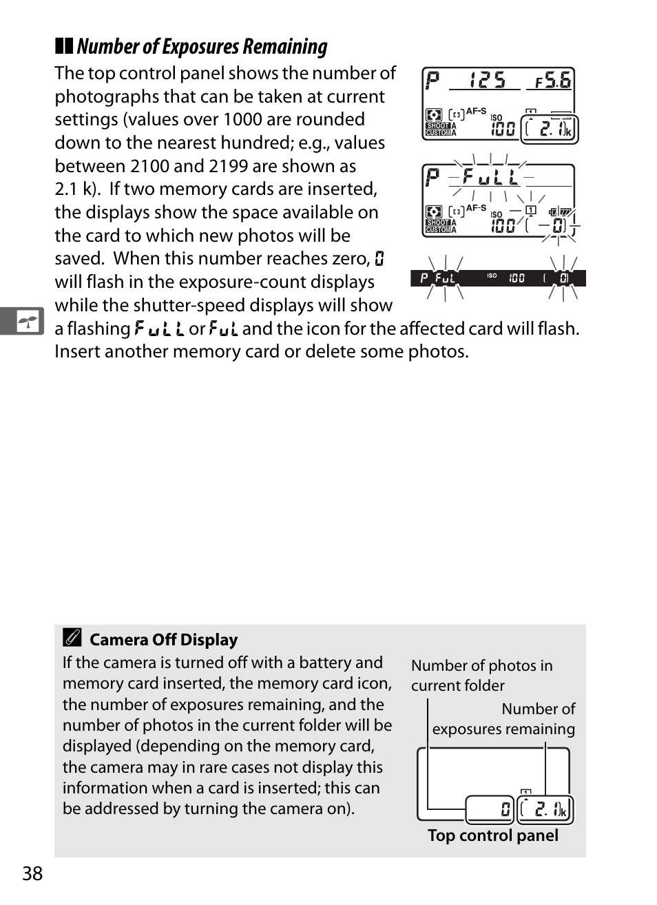 Number of exposures remaining | Nikon D5 User Manual | Page 60 / 424