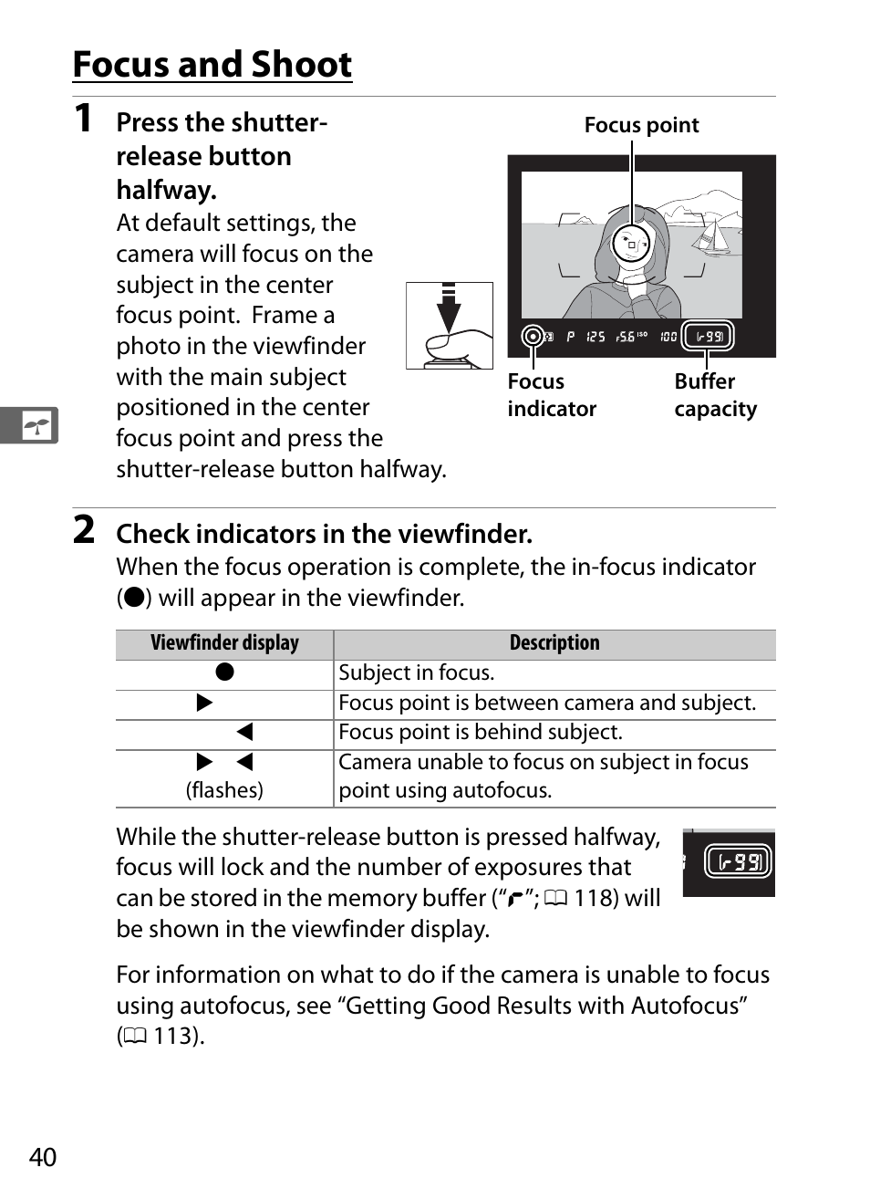 Focus and shoot | Nikon D5 User Manual | Page 62 / 424