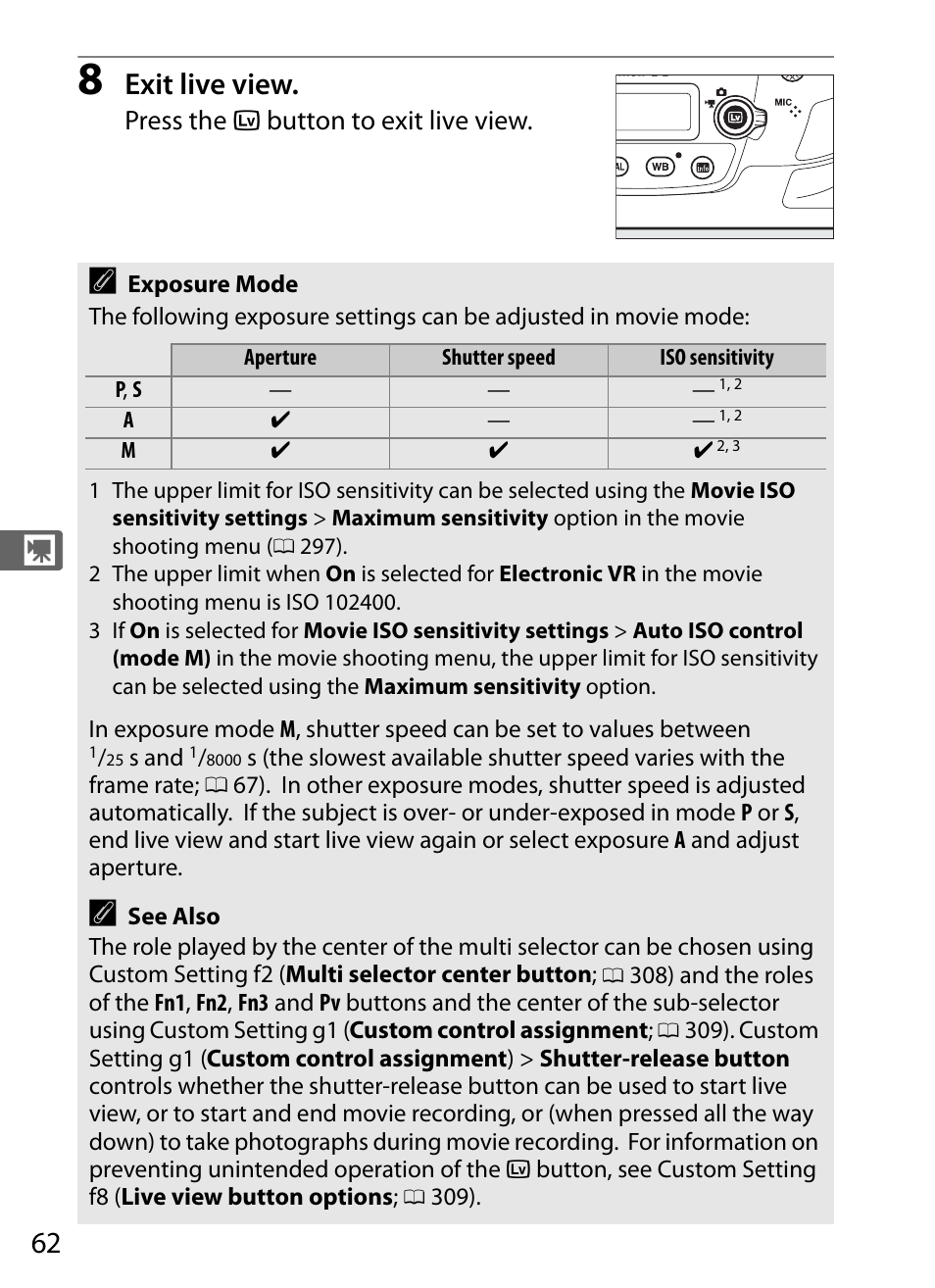 Exit live view | Nikon D5 User Manual | Page 84 / 424
