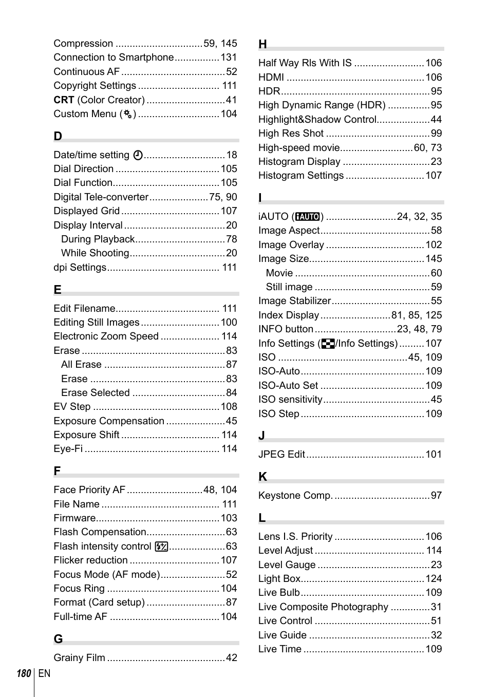 Olympus PEN-F Pancake Zoom 14-42mm Kit User Manual | Page 180 / 184