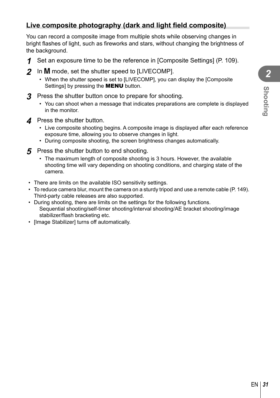 Olympus PEN-F Pancake Zoom 14-42mm Kit User Manual | Page 31 / 184