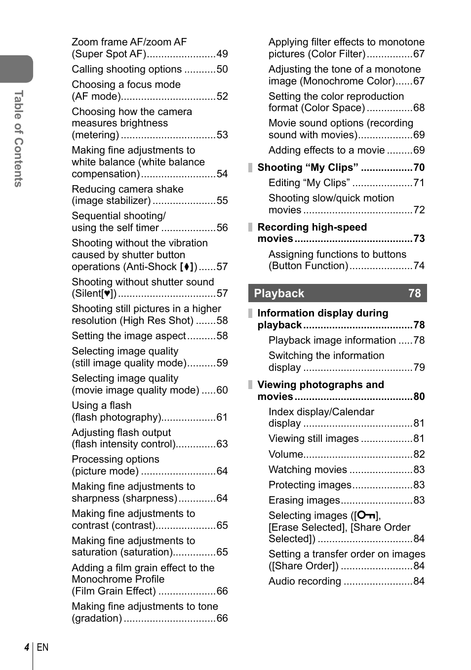 Olympus PEN-F Pancake Zoom 14-42mm Kit User Manual | Page 4 / 184