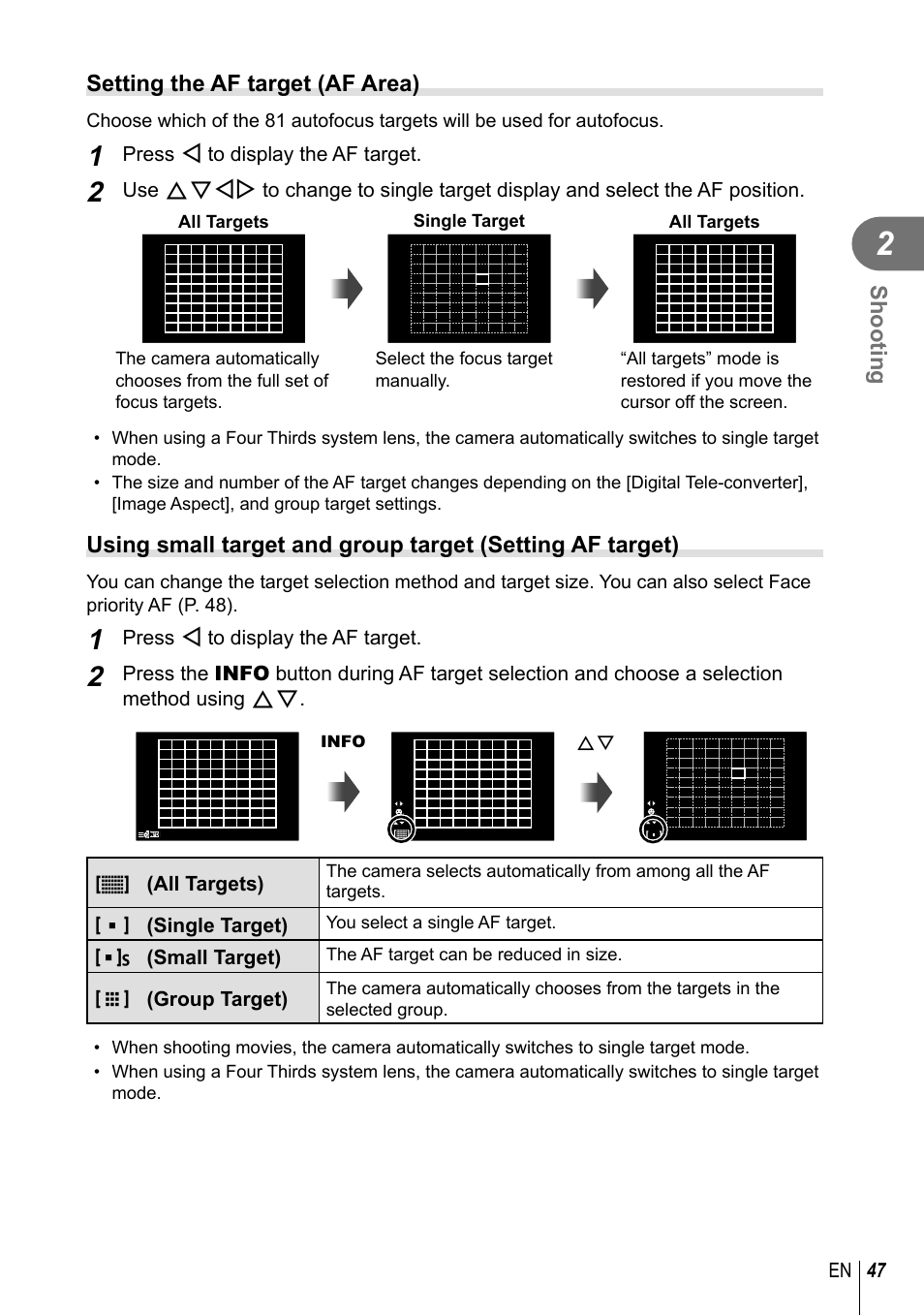 Olympus PEN-F Pancake Zoom 14-42mm Kit User Manual | Page 47 / 184