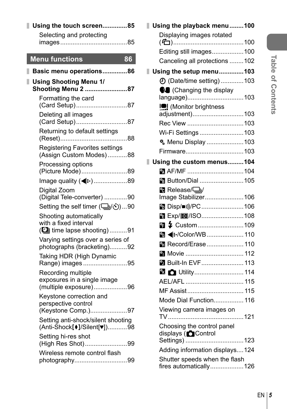 Olympus PEN-F Pancake Zoom 14-42mm Kit User Manual | Page 5 / 184