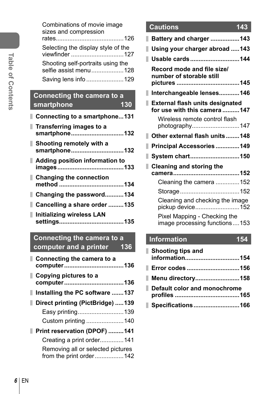 Olympus PEN-F Pancake Zoom 14-42mm Kit User Manual | Page 6 / 184