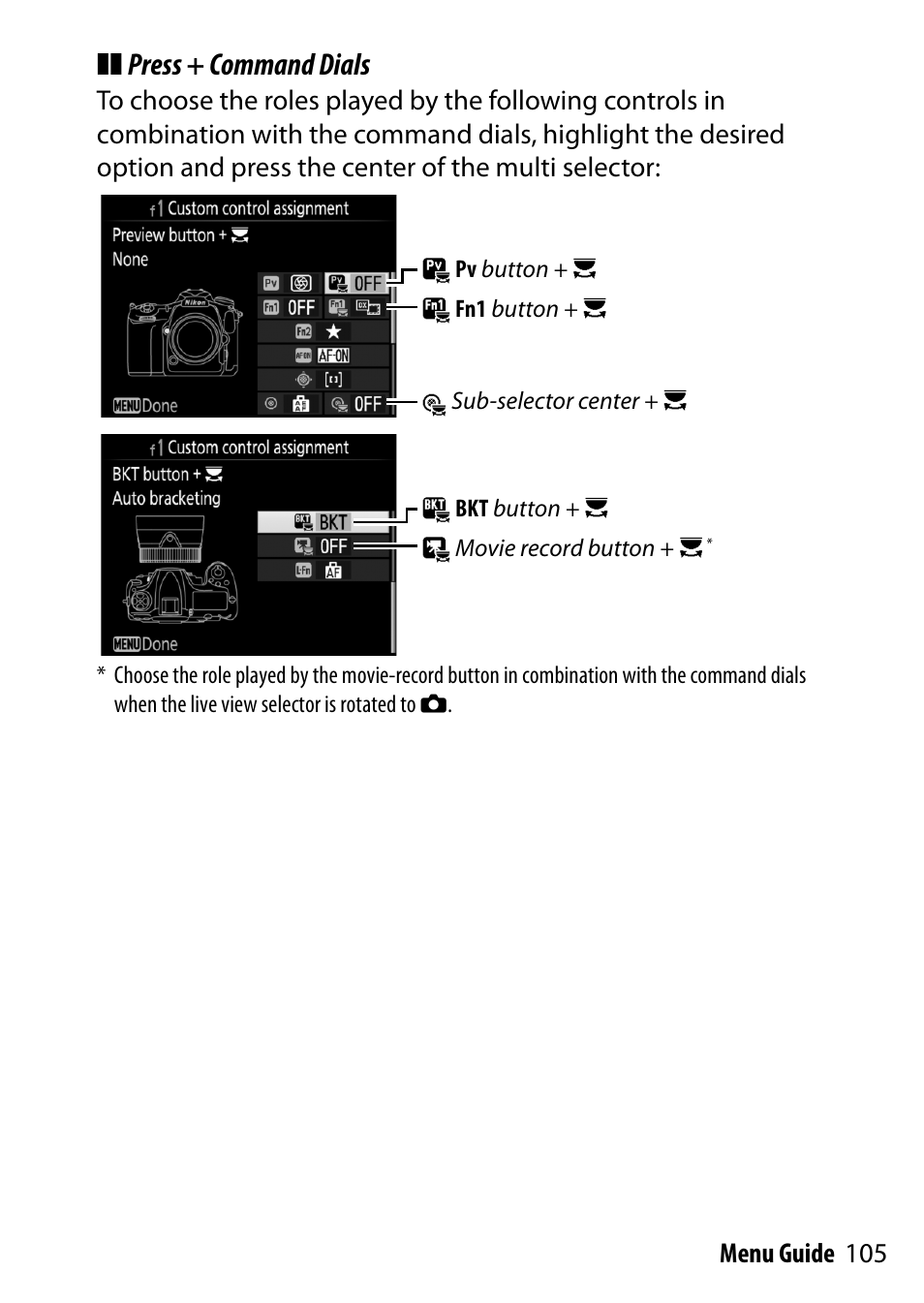 Press + command dials | Nikon D500 User Manual | Page 105 / 207