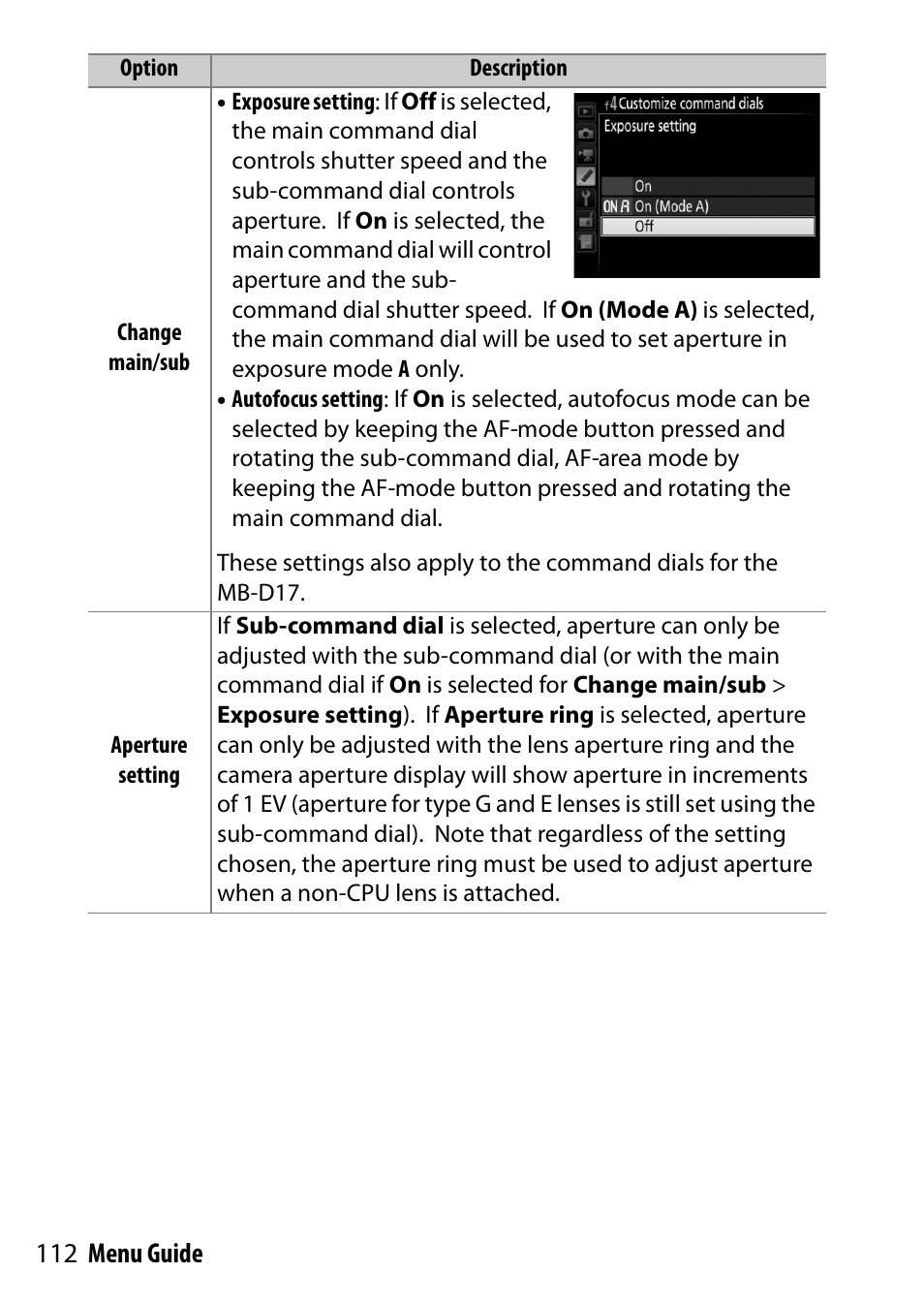112 menu guide | Nikon D500 User Manual | Page 112 / 207