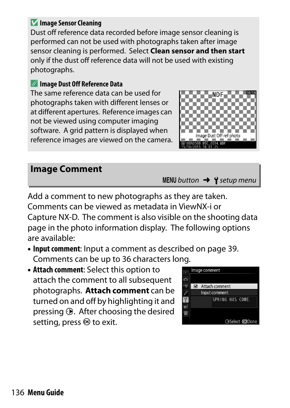 Image comment | Nikon D500 User Manual | Page 136 / 207