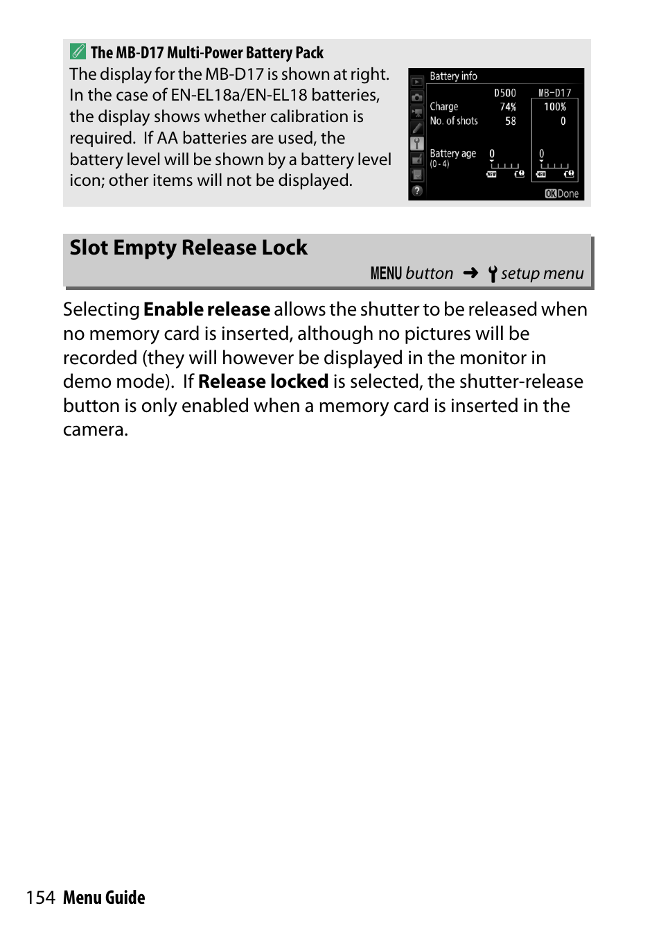 Slot empty release lock | Nikon D500 User Manual | Page 154 / 207