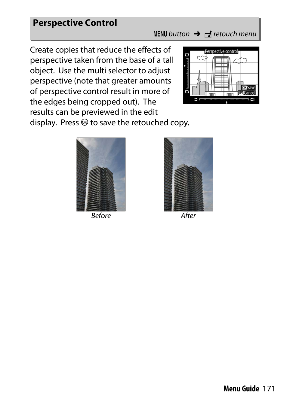 Perspective control | Nikon D500 User Manual | Page 171 / 207