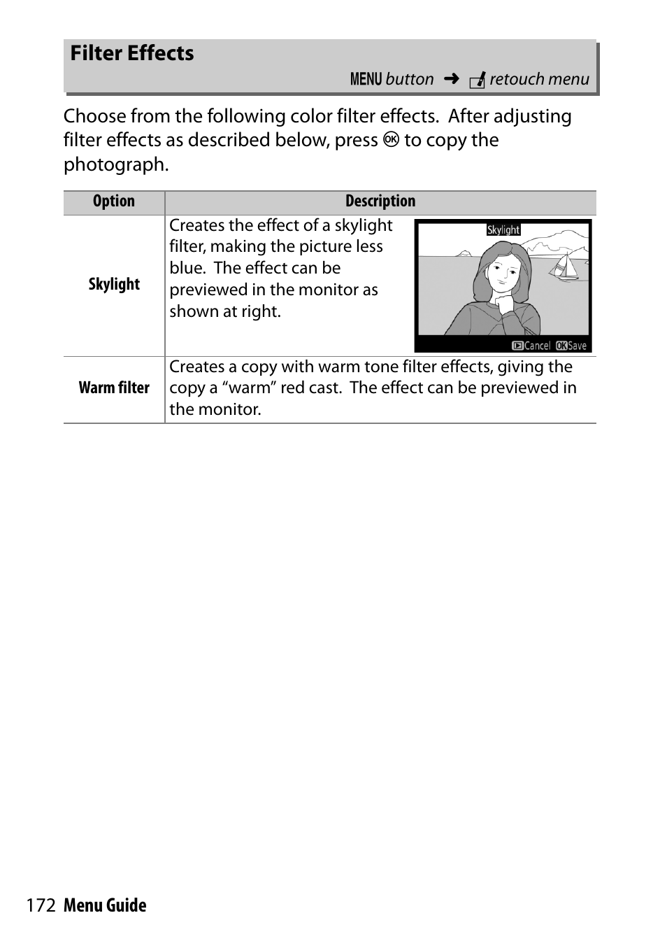 Filter effects | Nikon D500 User Manual | Page 172 / 207