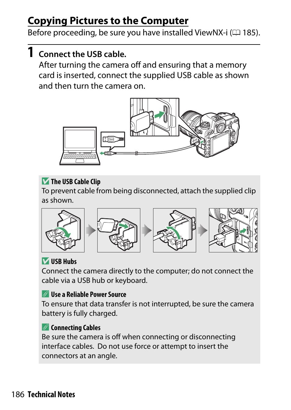 Copying pictures to the computer | Nikon D500 User Manual | Page 186 / 207
