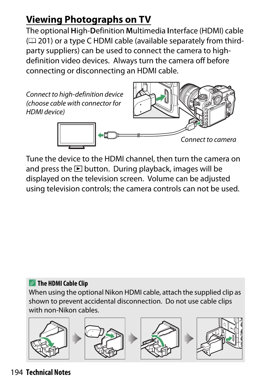 Viewing photographs on tv | Nikon D500 User Manual | Page 194 / 207