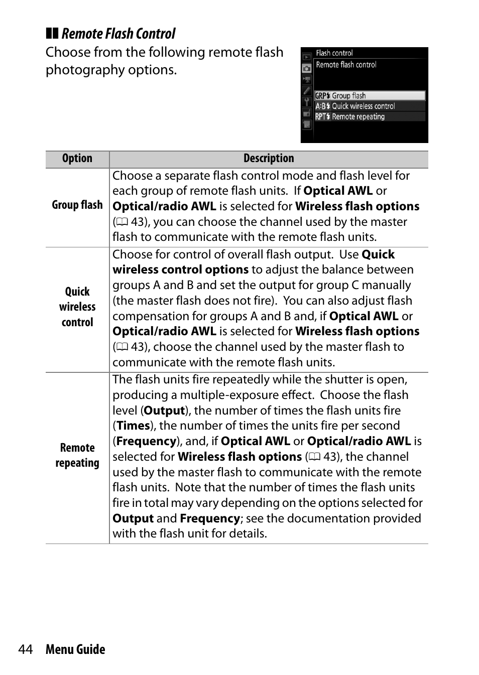 Remote flash control | Nikon D500 User Manual | Page 44 / 207