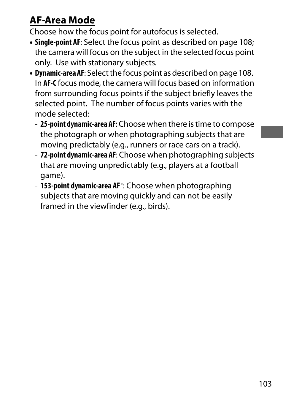 Af-area mode | Nikon D500 User Manual | Page 129 / 432