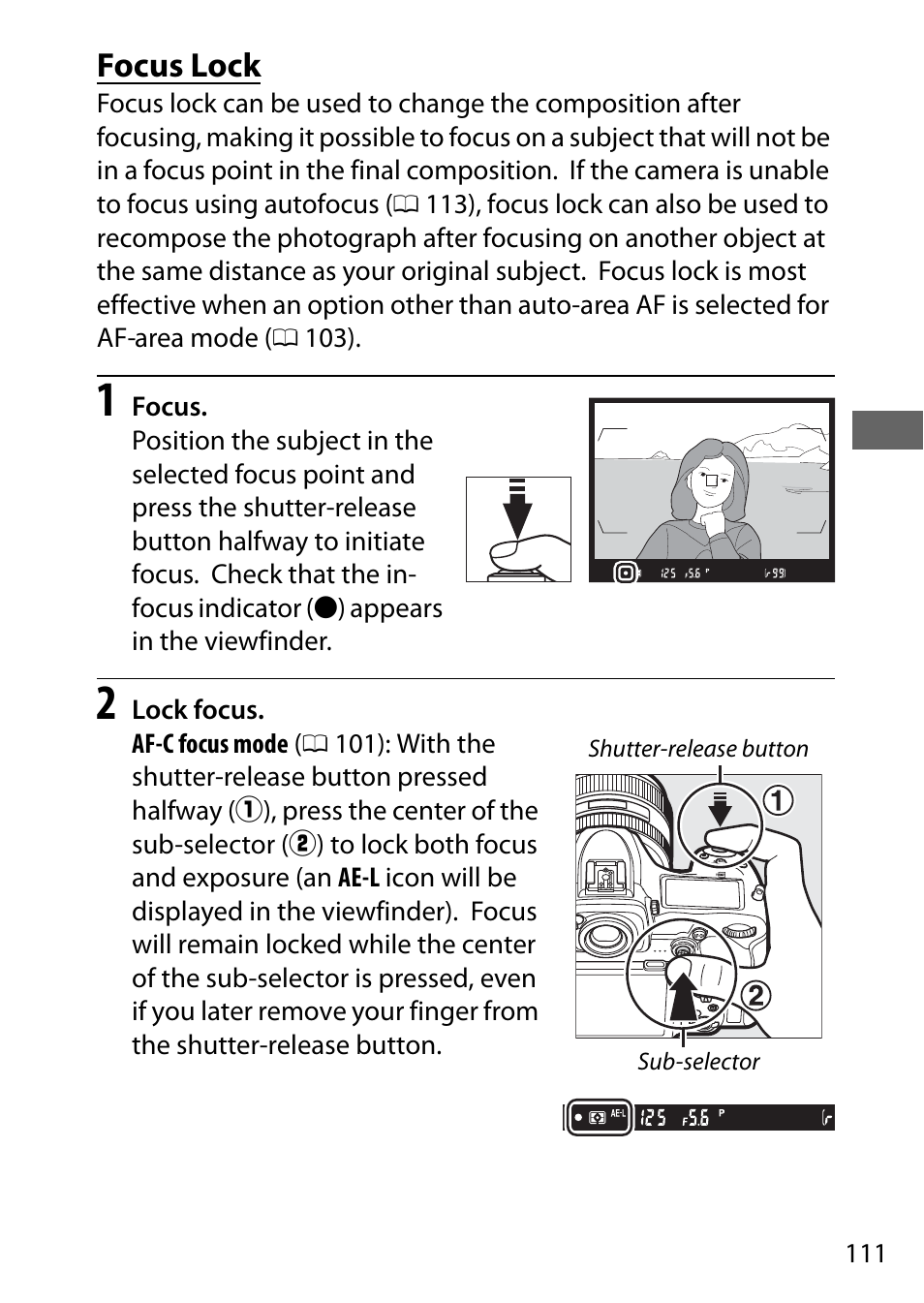 Focus lock | Nikon D500 User Manual | Page 137 / 432