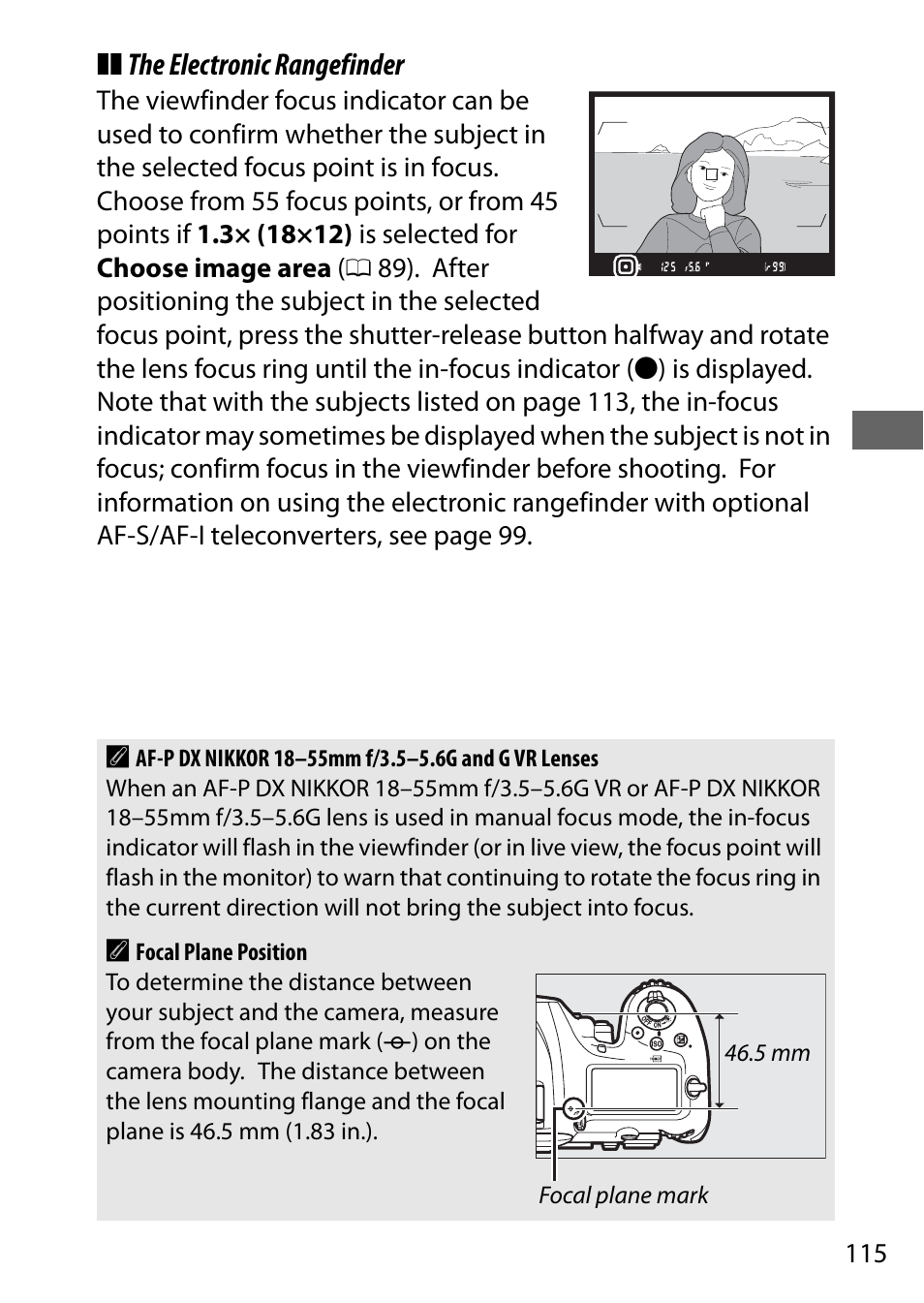 The electronic rangefinder | Nikon D500 User Manual | Page 141 / 432