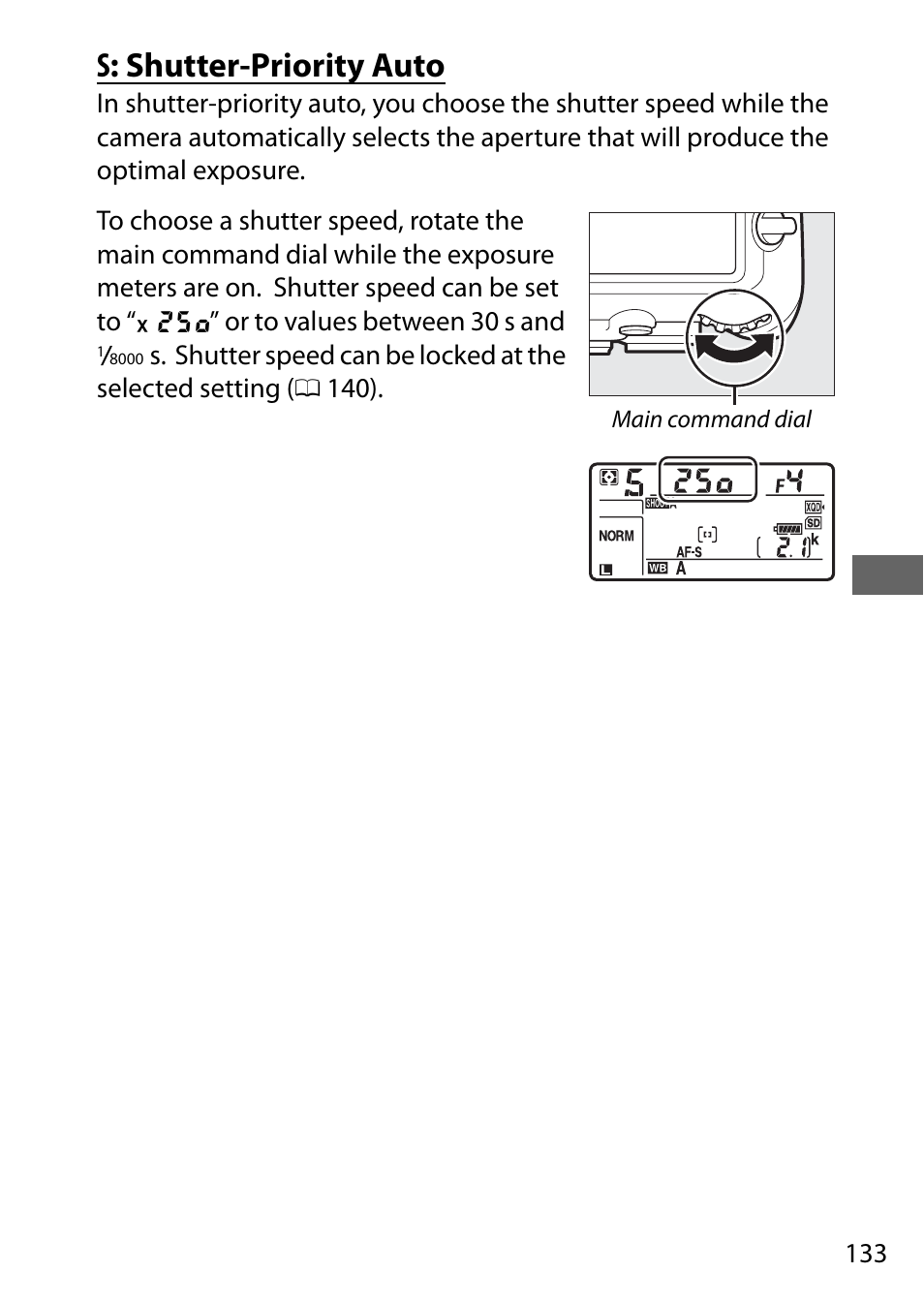S: shutter-priority auto | Nikon D500 User Manual | Page 159 / 432