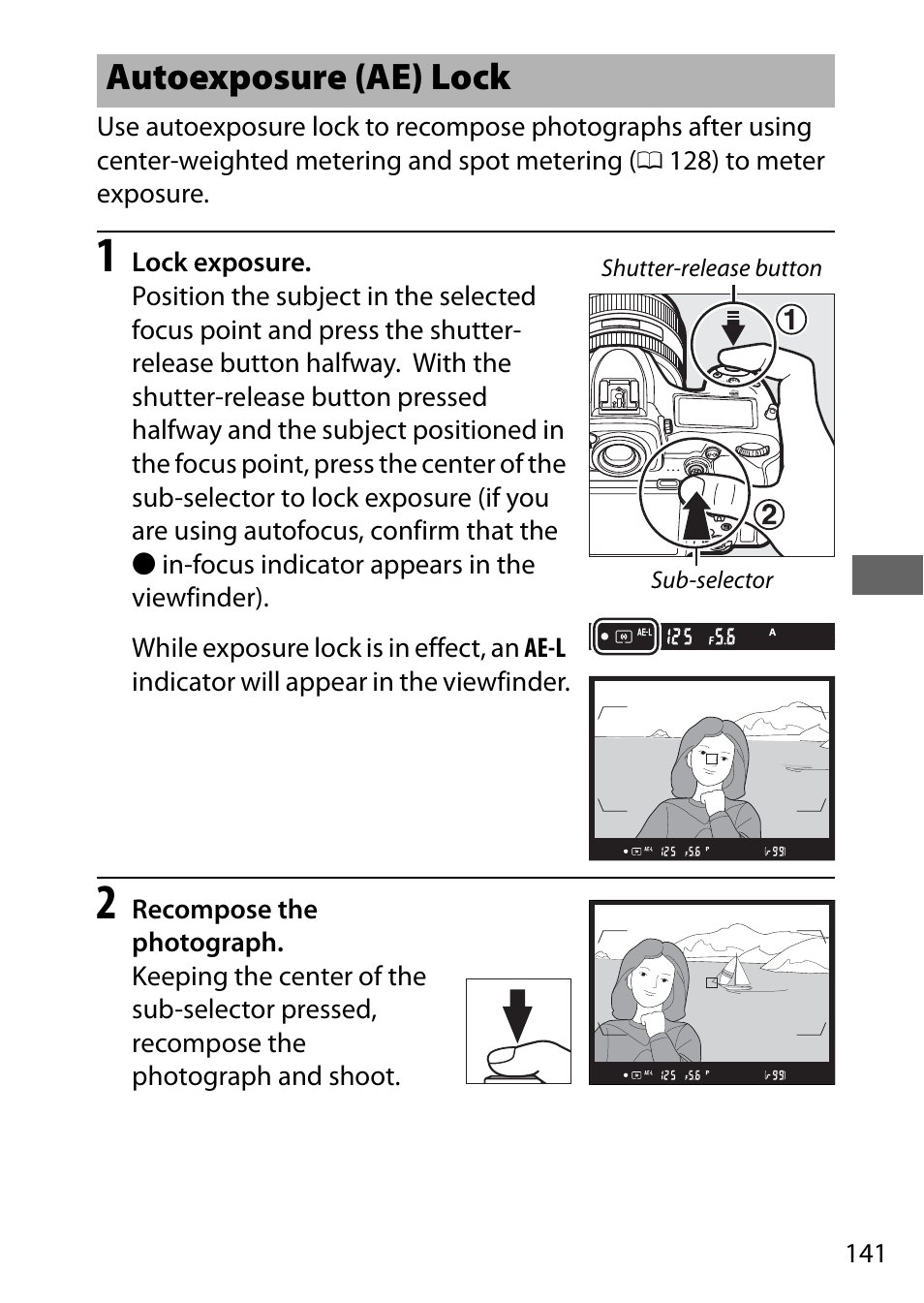 Autoexposure (ae) lock | Nikon D500 User Manual | Page 167 / 432